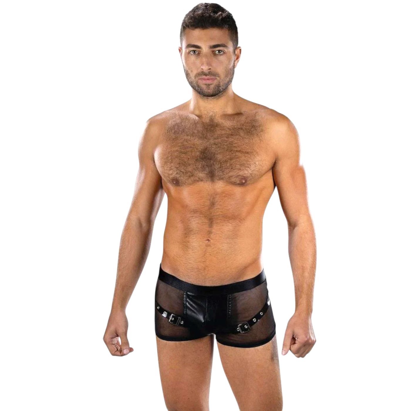 Envy Sheer Command Men’s Mesh Boxer Briefs with Buckles
