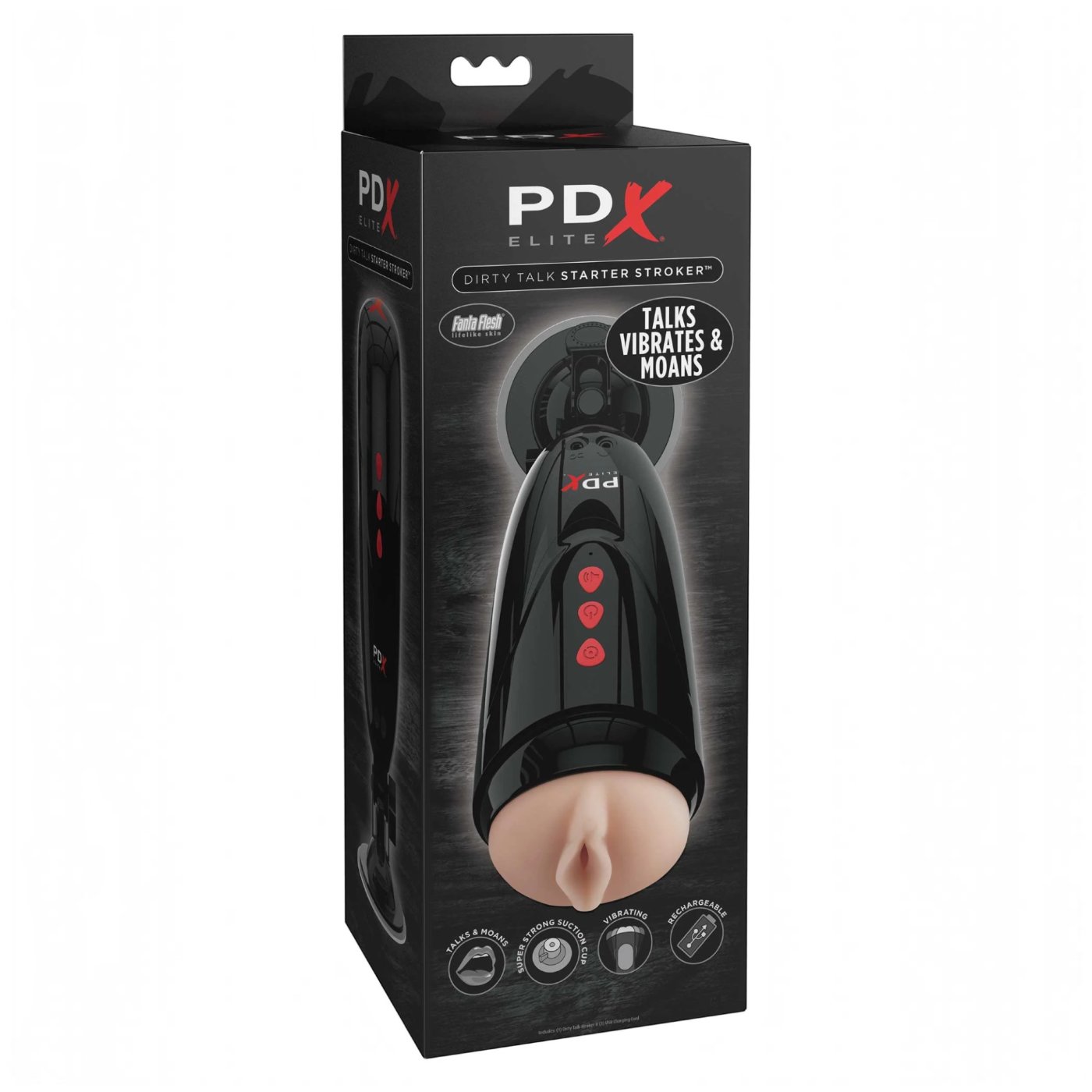 PDX Elite Dirty Talk Starter Stroker Vibrating Male Masturbator