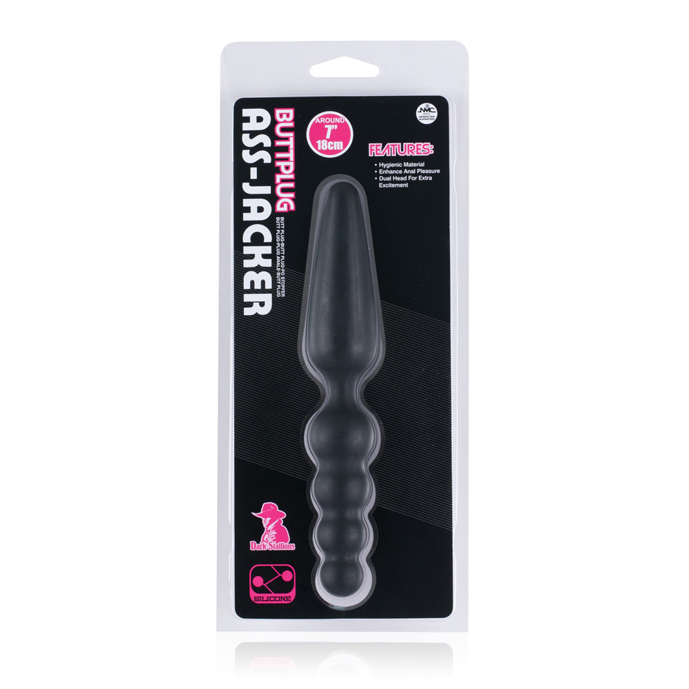NMC Dark Stallions Silicone Dual Butt Plug Black 4 Inch