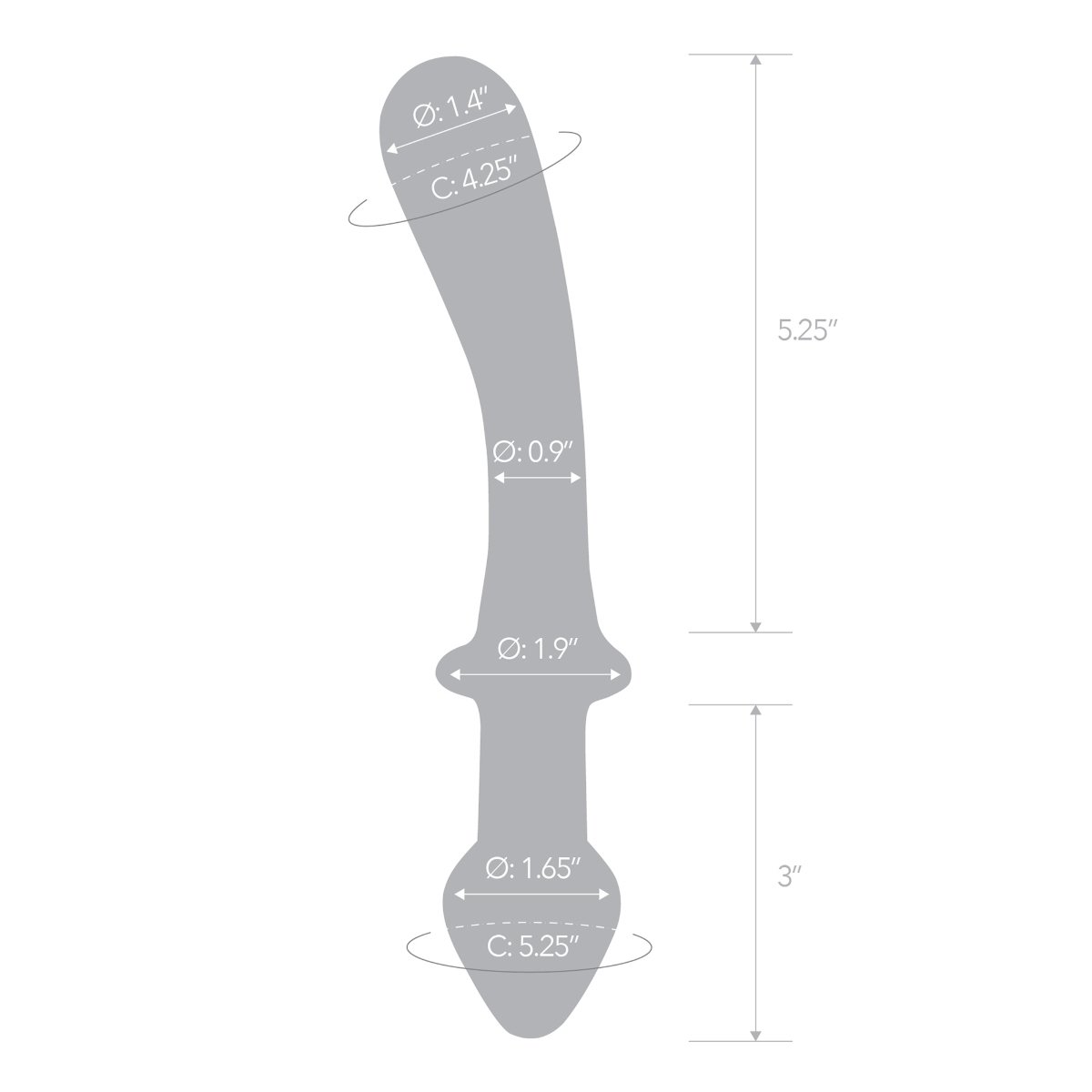 Glas Classic Curved Dual-Ended Glass Dildo 9 Inch