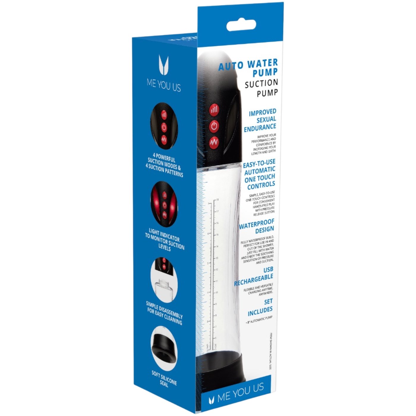Me You Us Auto Water Rechargeable Penis Pump Clear