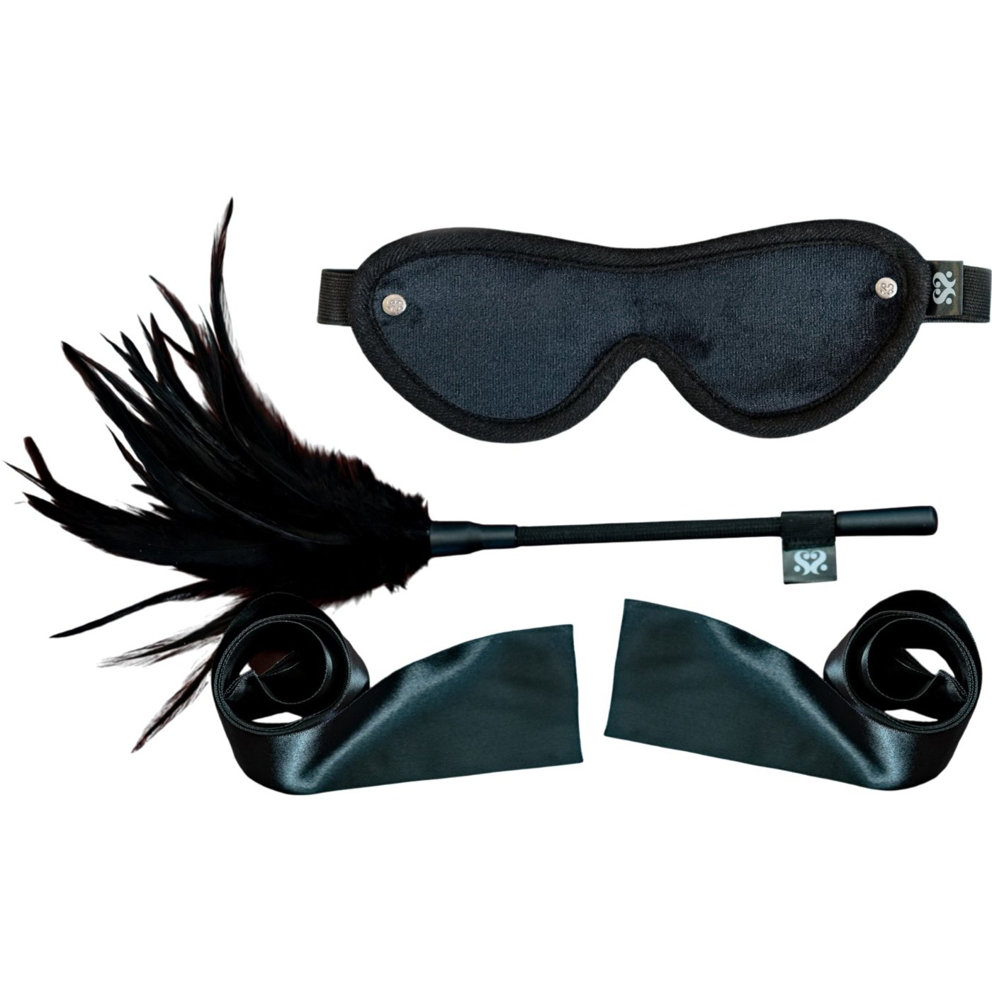 Sei Mio Strict Tease Ribbon Ties Blindfold & Tickler Kit