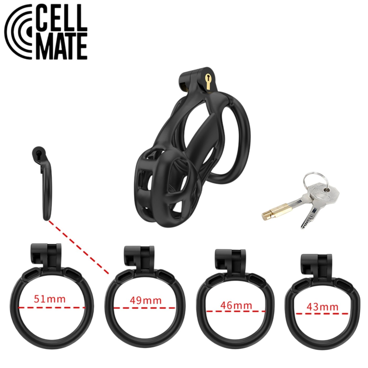 Cellmate Guardian Male Chastity Cage Black Size 2