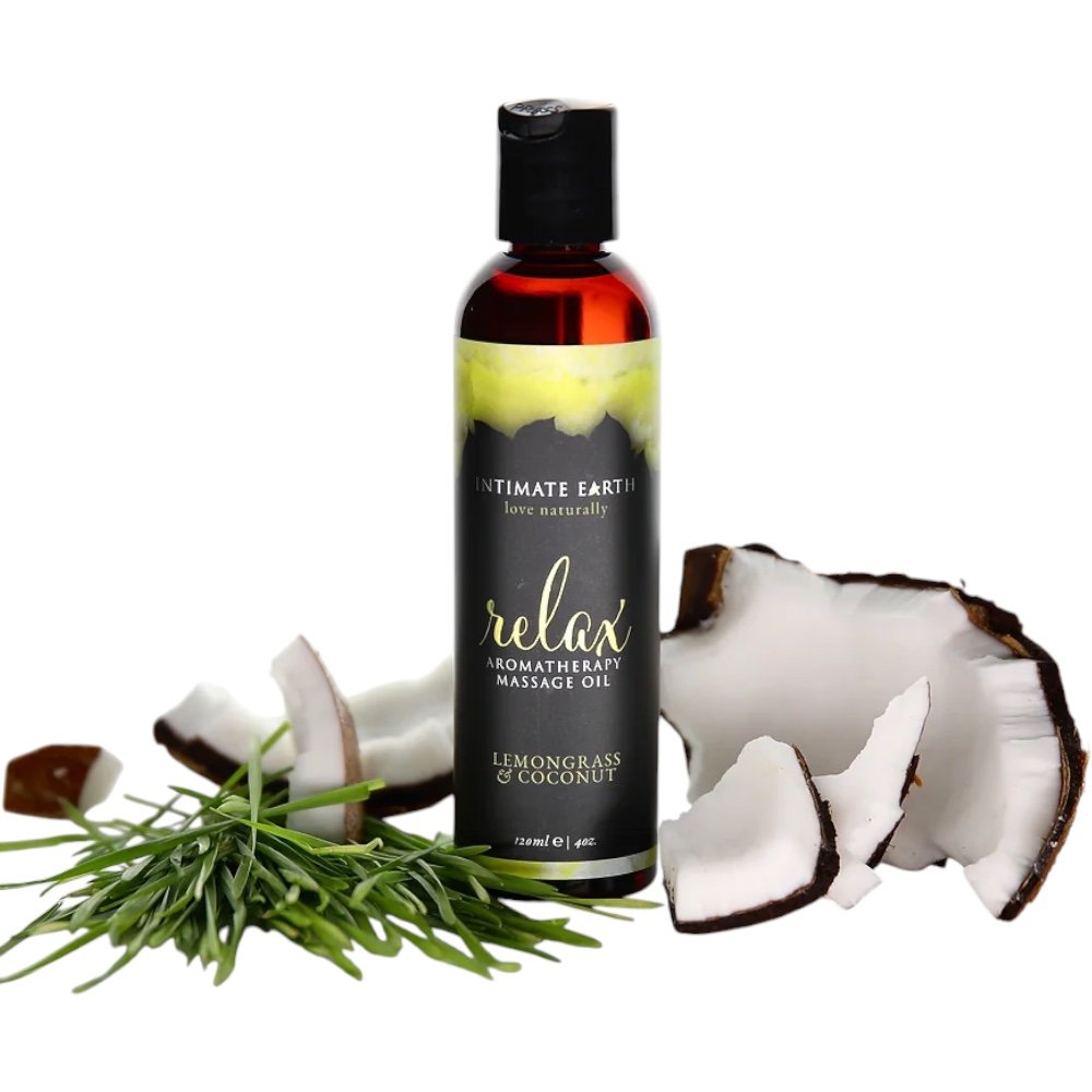 Intimate Earth Relax Aromatherapy Massage Oil Lemongrass & Coconut 120ml