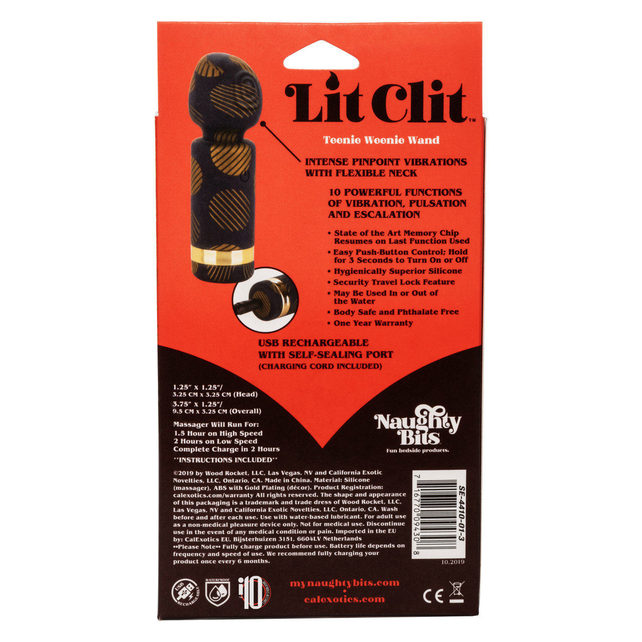 Naughty Bits Lit Clit Teenie Weenie Wand 3.75 Inch
