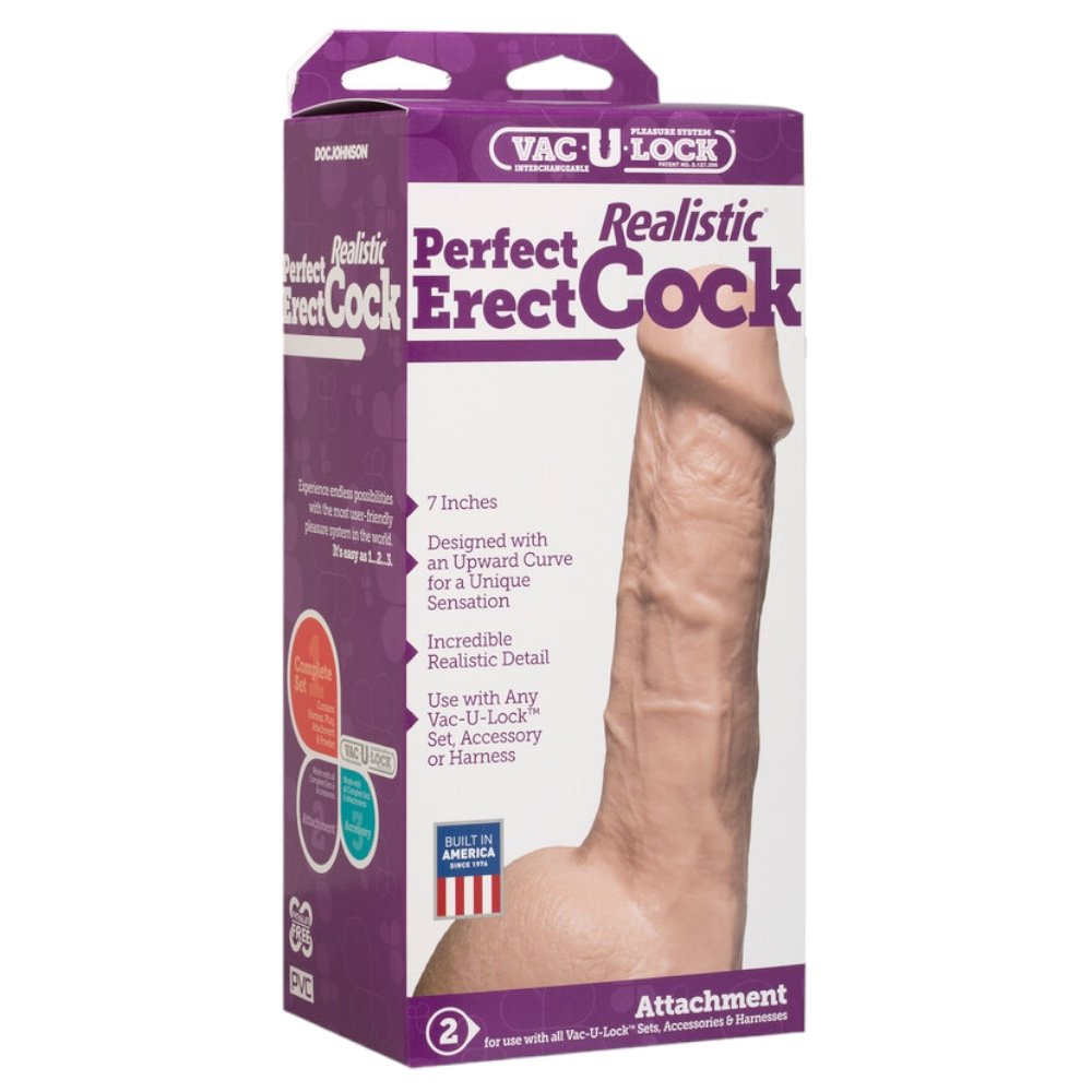 Vac-U-Lock Perfect Erect Realistic Dildo with Balls 7 Inch