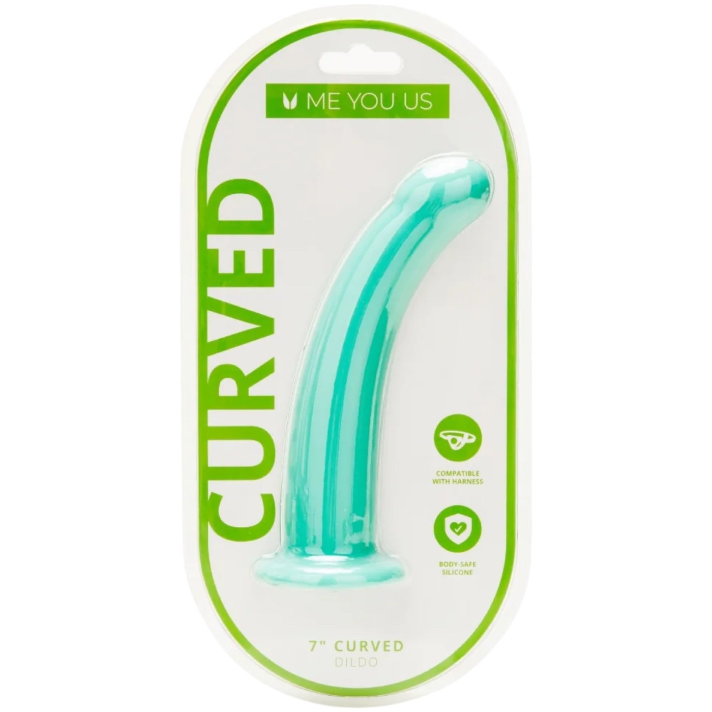 Me You Us Curved Dildo Aqua 7 Inch