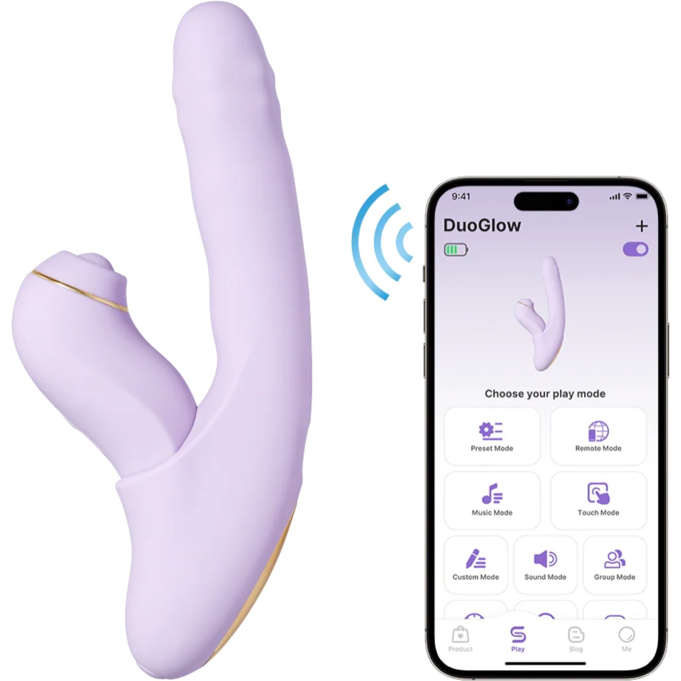 Svakom DuoGlow App Controlled 5-in-1 Thrusting Beaded Vibrator &amp; Pulsating Clitoral Stimulator