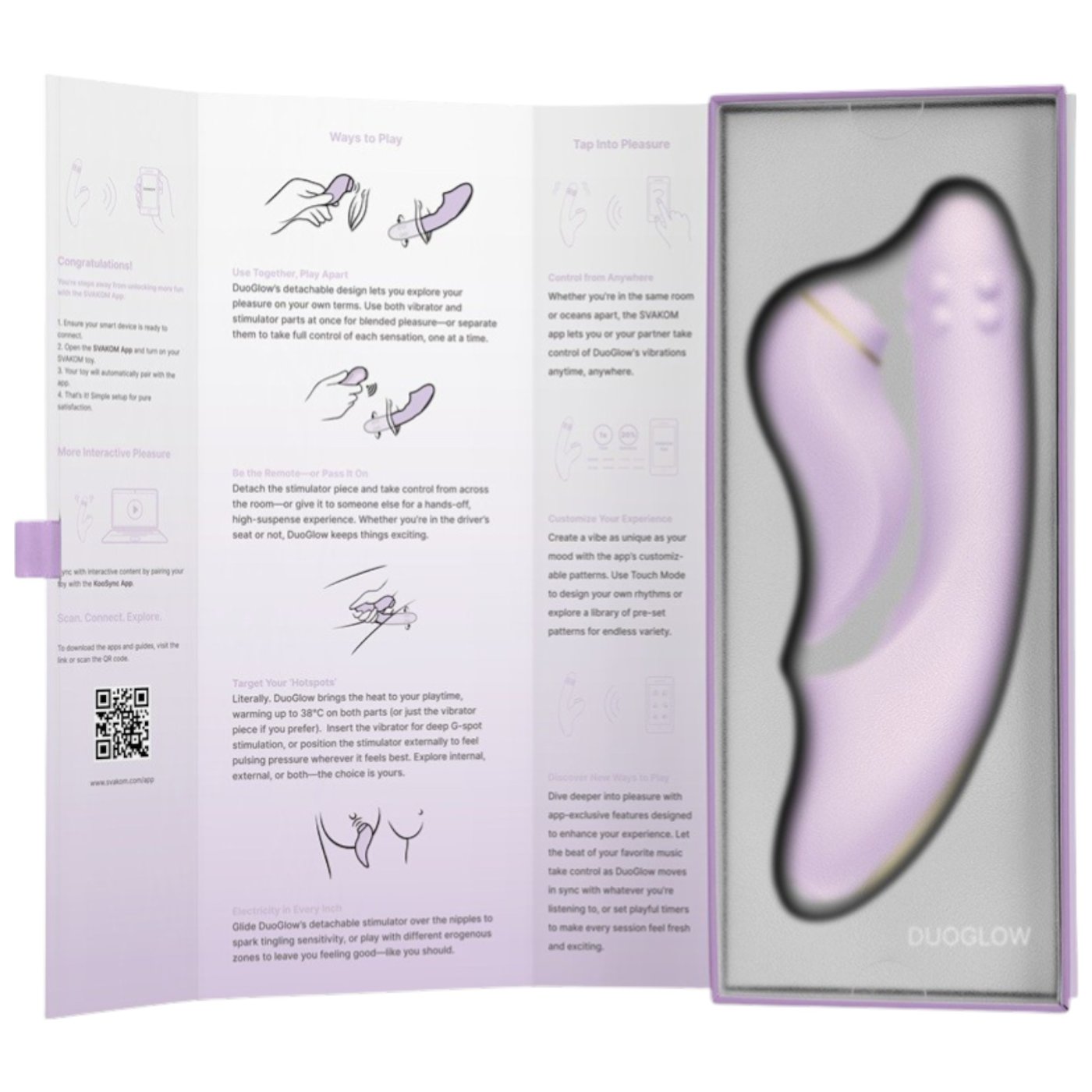 Svakom DuoGlow App Controlled 5-in-1 Thrusting Beaded Vibrator & Pulsating Clitoral Stimulator