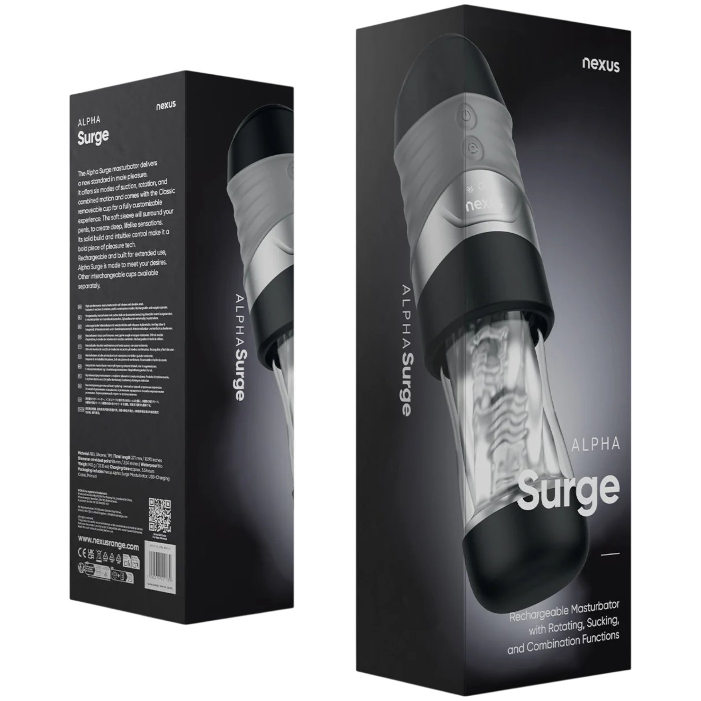 Nexus Alpha Surge Rechargeable Suction & Rotating Male Masturbator