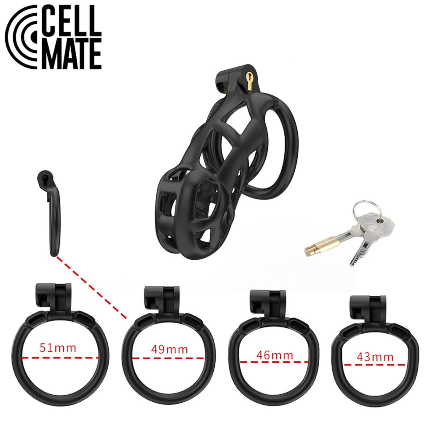Cellmate Guardian Male Chastity Cage Black Size 3