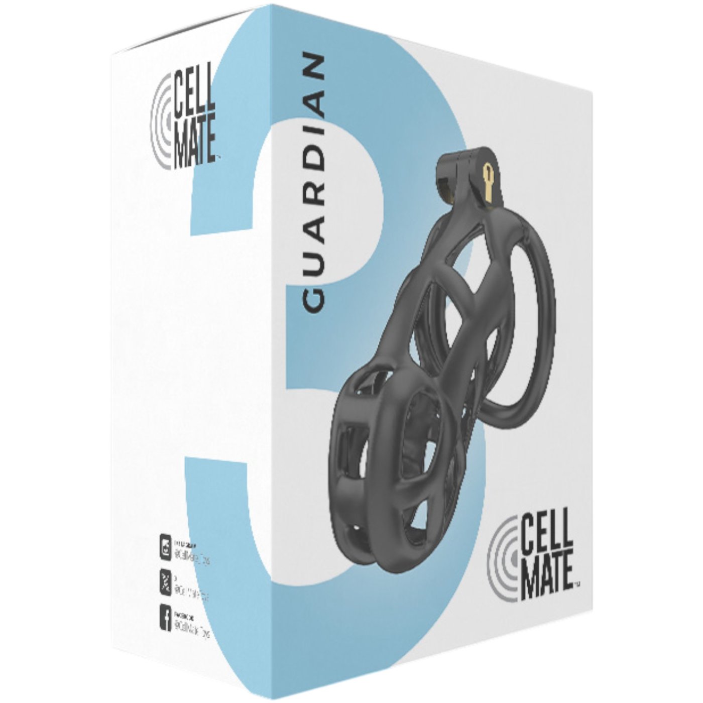 Cellmate Guardian Male Chastity Cage Black Size 3