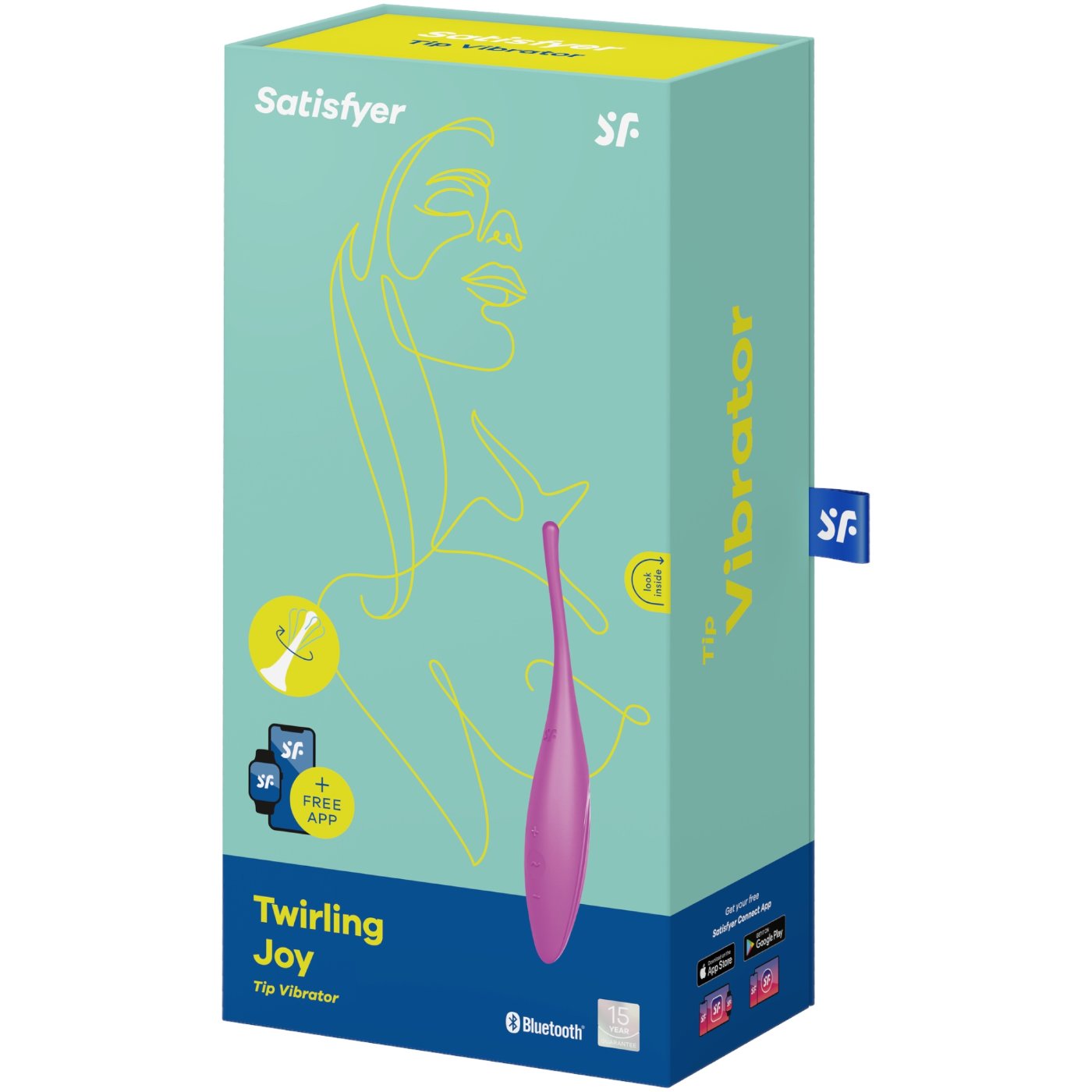 Satisfyer Twirling Joy App Controlled Rechargeable Tip Vibrator Fuchsia