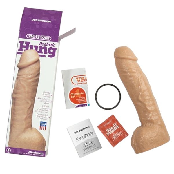 Vac-U-Lock Realistic Hung Large Dildo with Balls 12.5 Inch