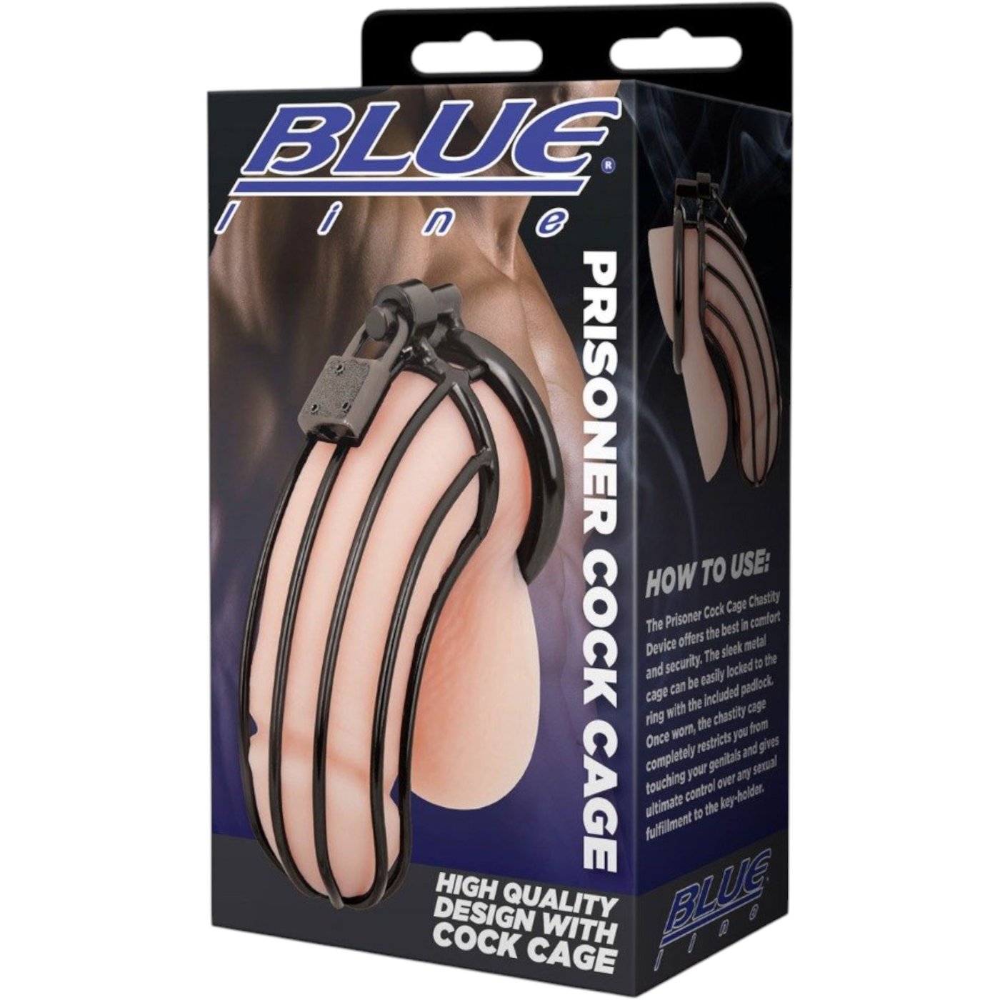 Blue Line Prisoner Cock Cage Black