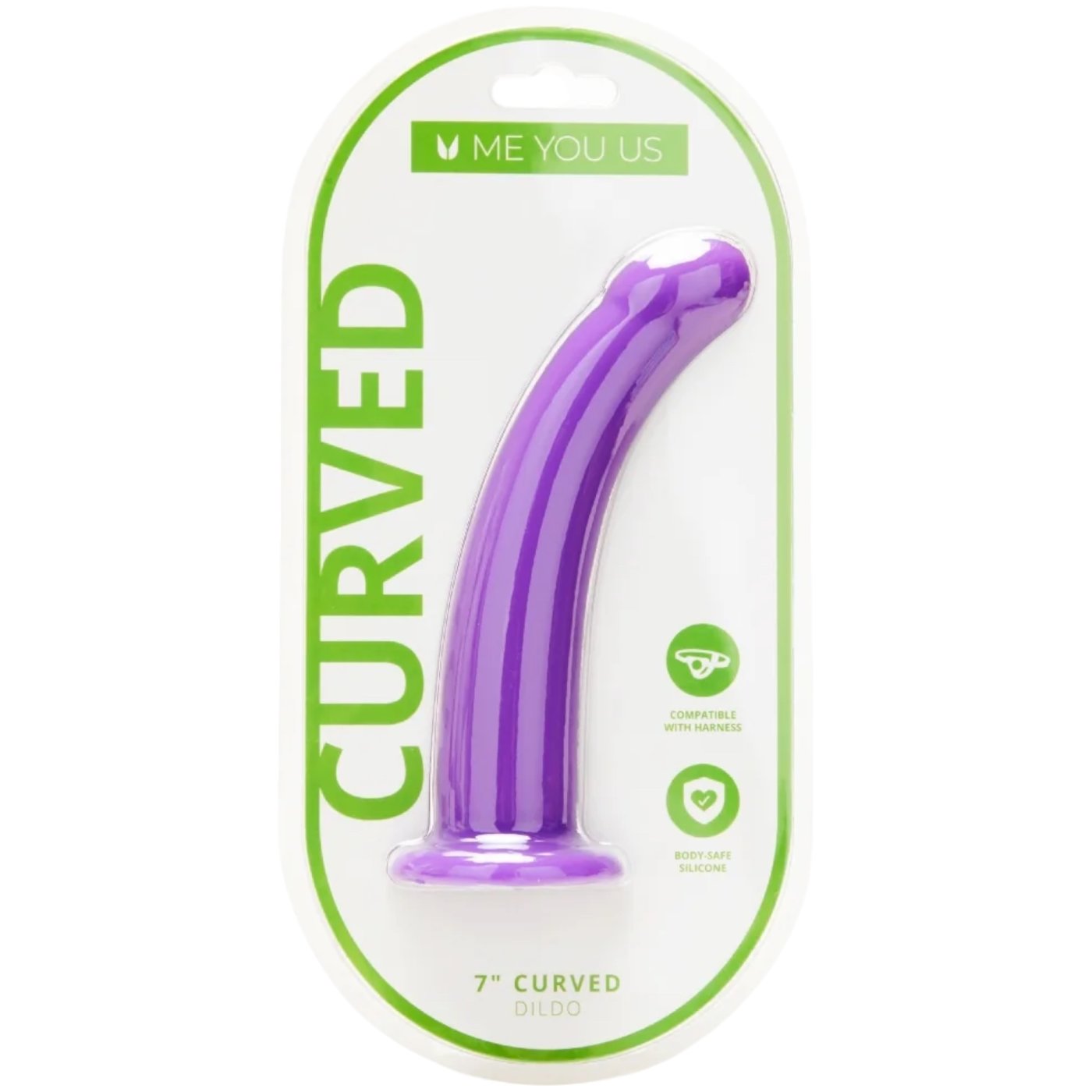 Me You Us Curved Dildo Purple 7 Inch