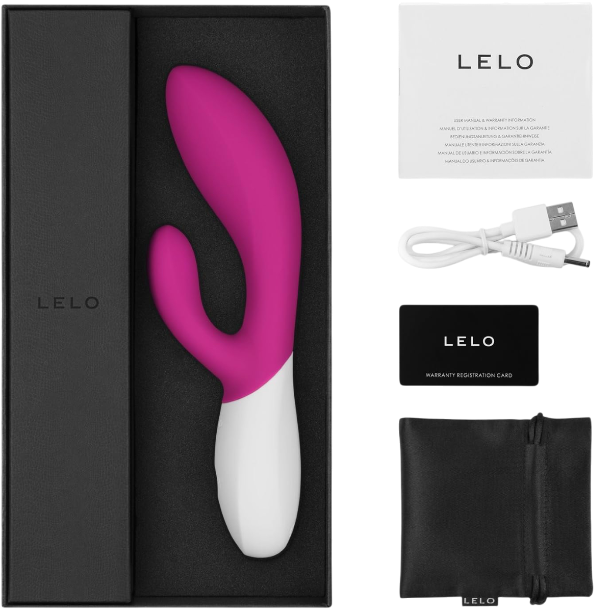 LELO Ina Wave Rechargeable Rabbit Vibrator Cerise