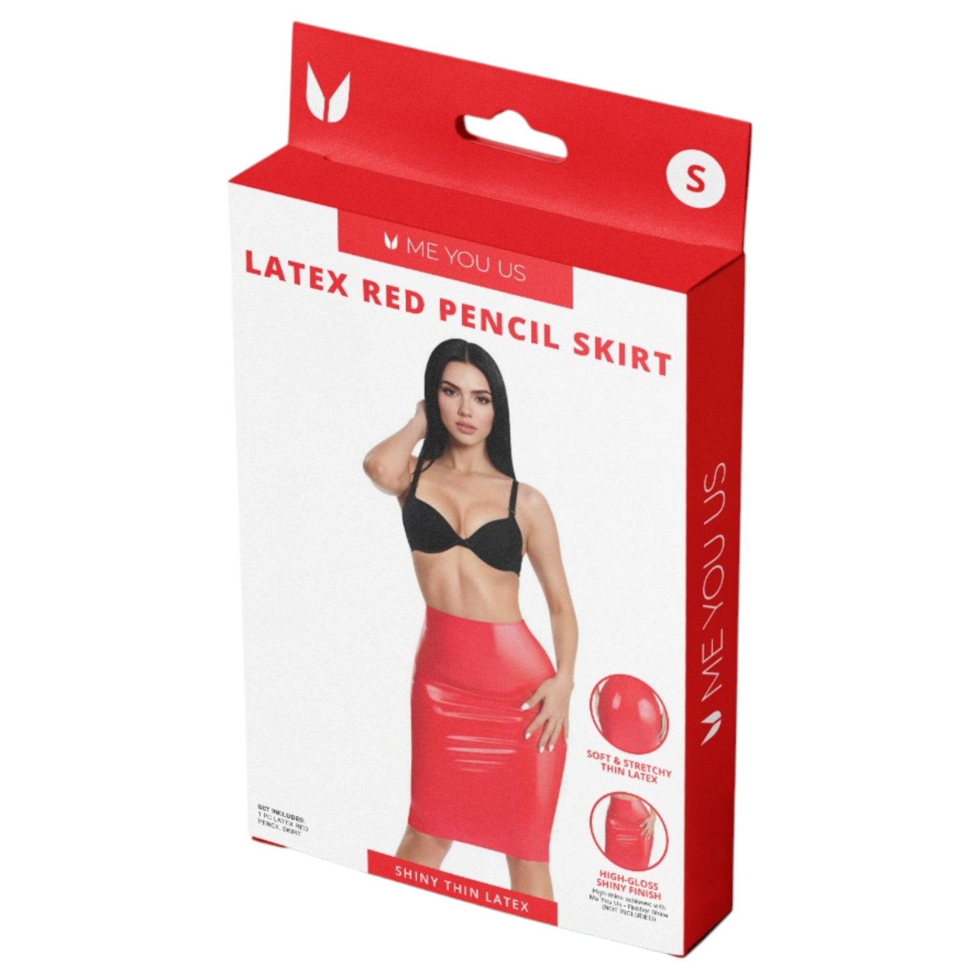 Me You Us Red Latex Pencil Skirt