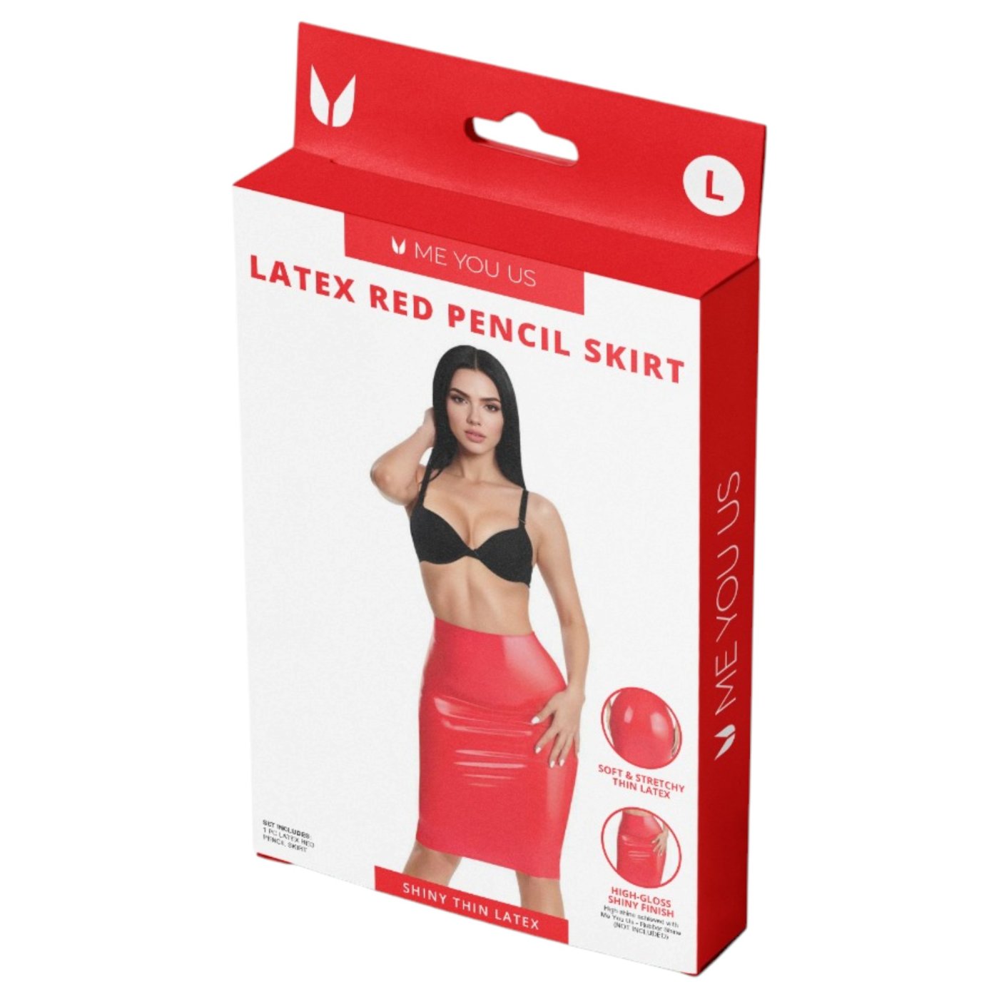 Me You Us Red Latex Pencil Skirt