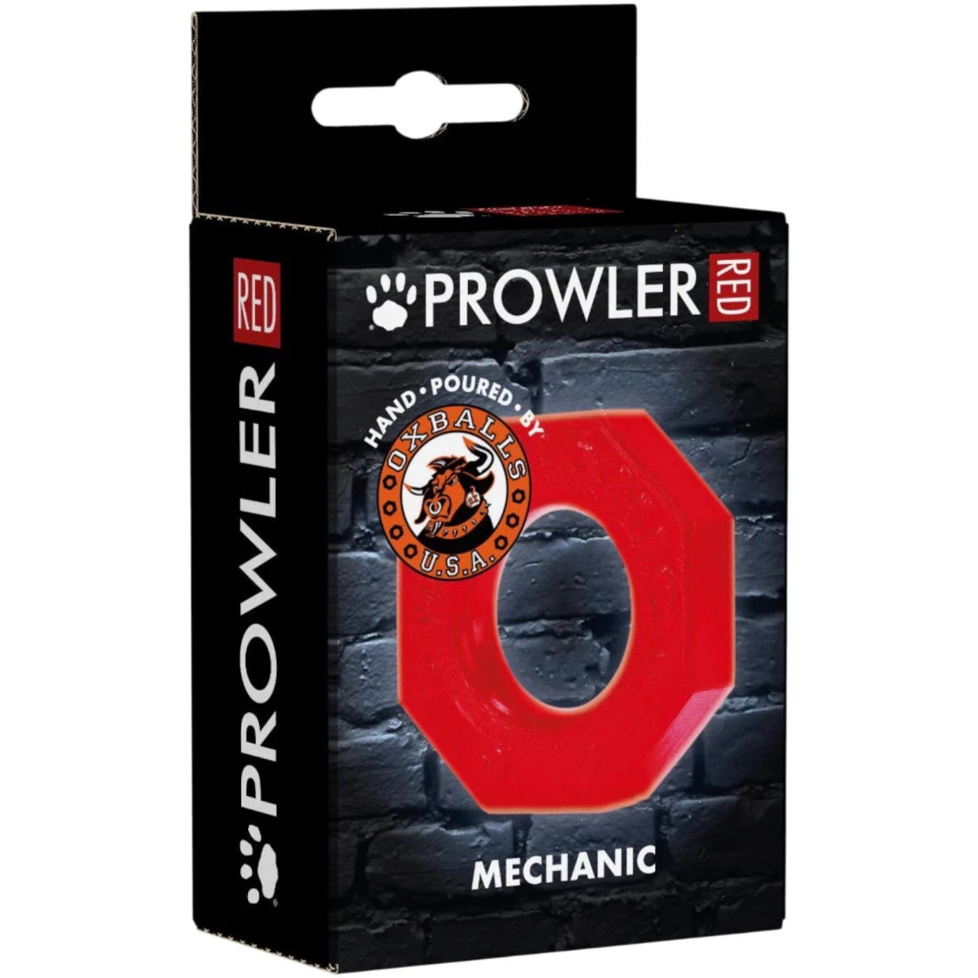 Prowler RED By Oxballs Mechanic Nut-Shaped Cock Ring Medical Grade Silicone Red
