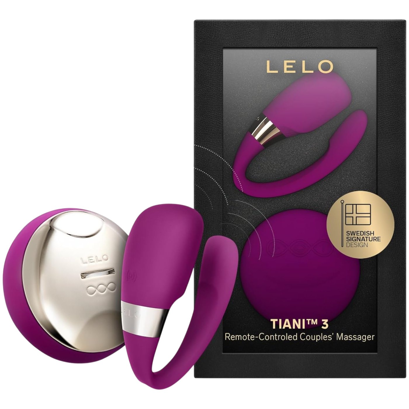 LELO Tiani 3 Remote Controlled Rechargeable Couples Vibrator Deep Rose