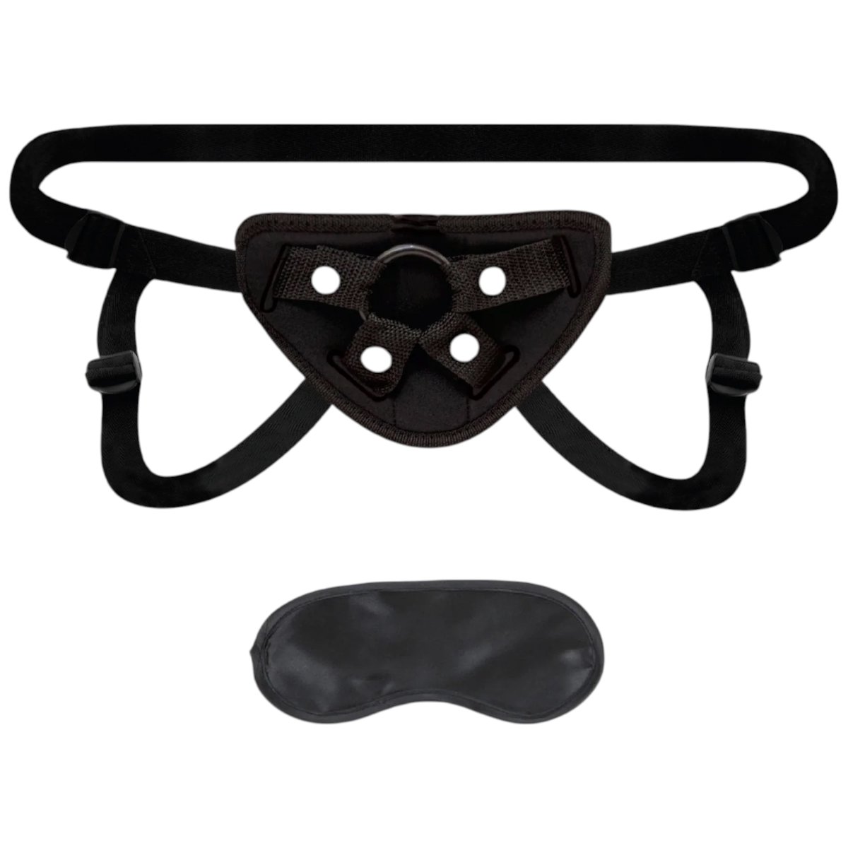 Lux Fetish Strap-On Harness with Blindfold Black