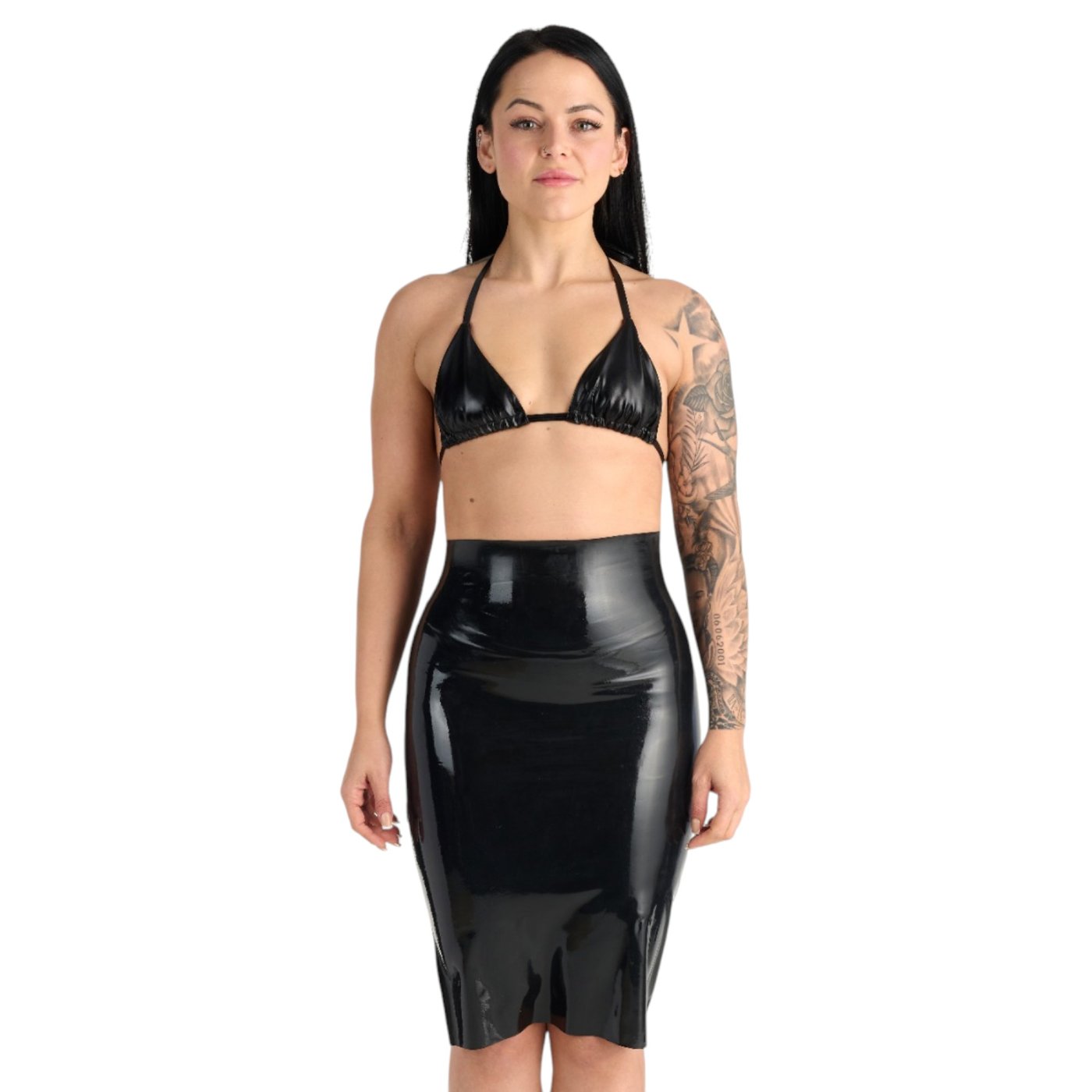 Me You Us Black Latex Pencil Skirt