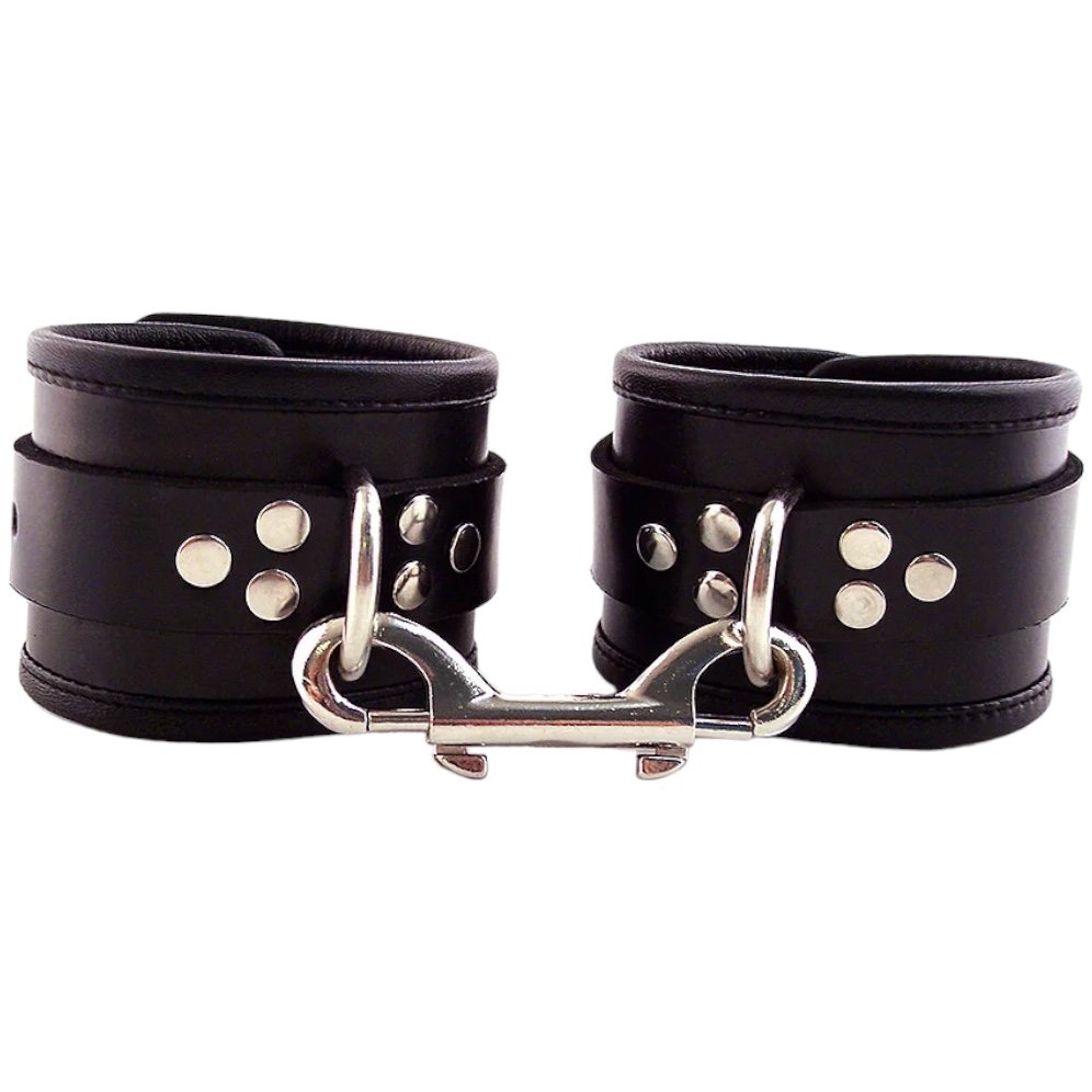 Rouge Garments Black Leather Ankle Cuffs With Piping