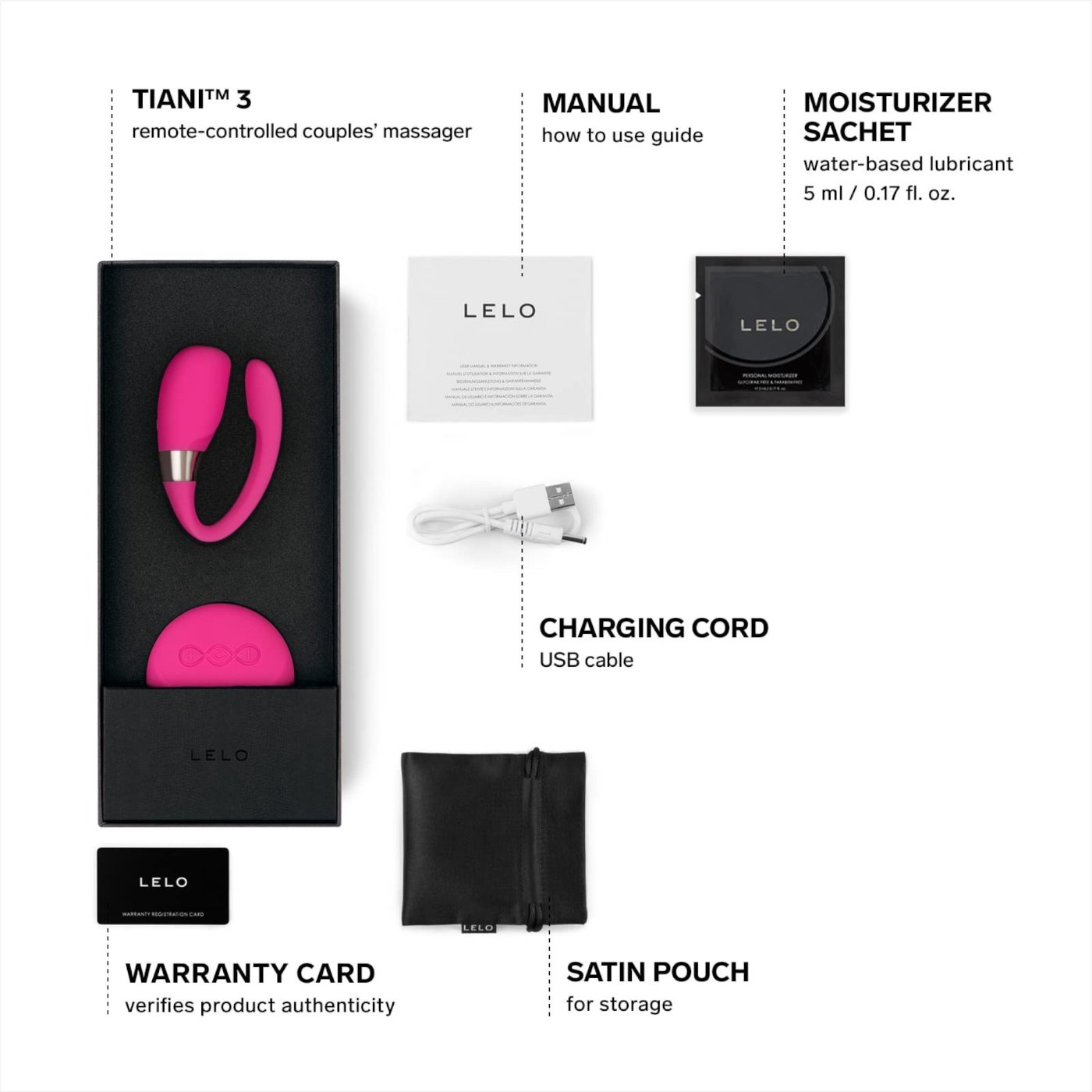 LELO Tiani 3 Remote Controlled Rechargeable Couples Vibrator Cerise