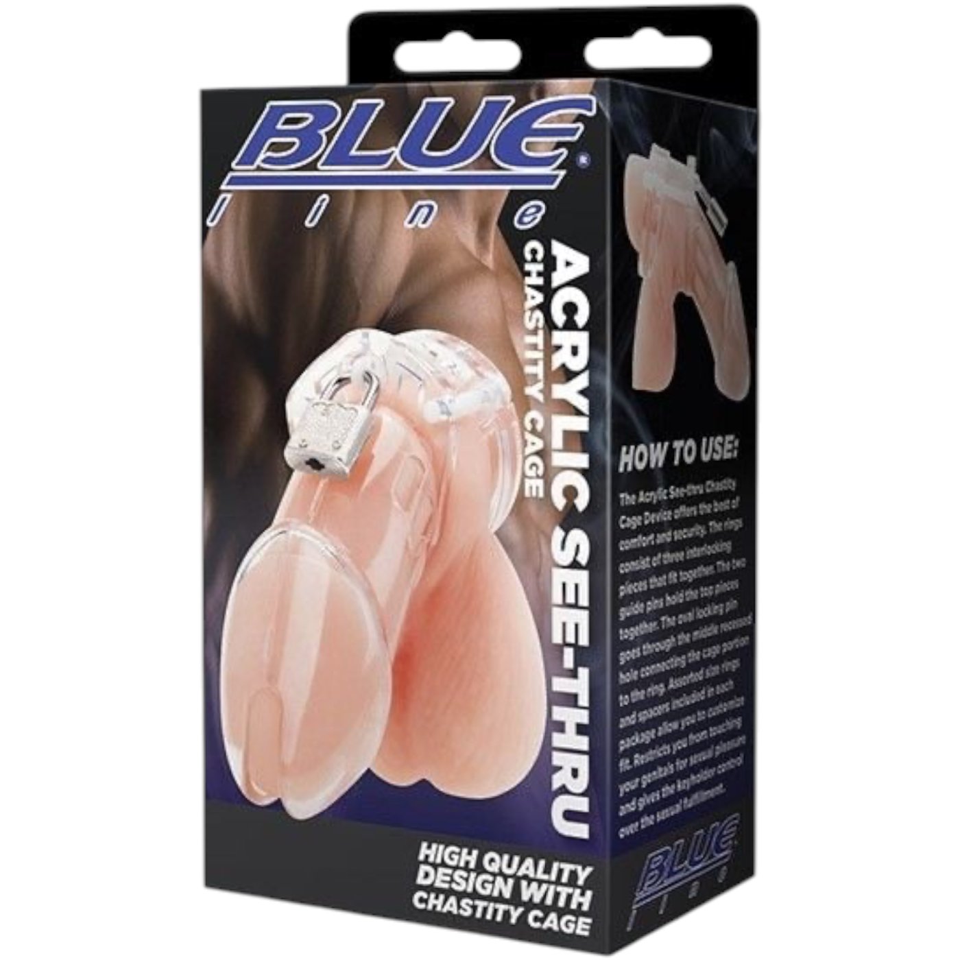 Blue Line Acrylic See-Thru Chastity Cage