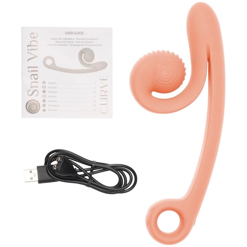 Snail Vibe Curve Rechargeable Powerful Dual Vibrator Peach