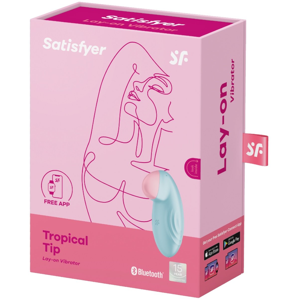 Satisfyer Tropical Tip App Controlled Lay-On Clitoral Vibrator Blue