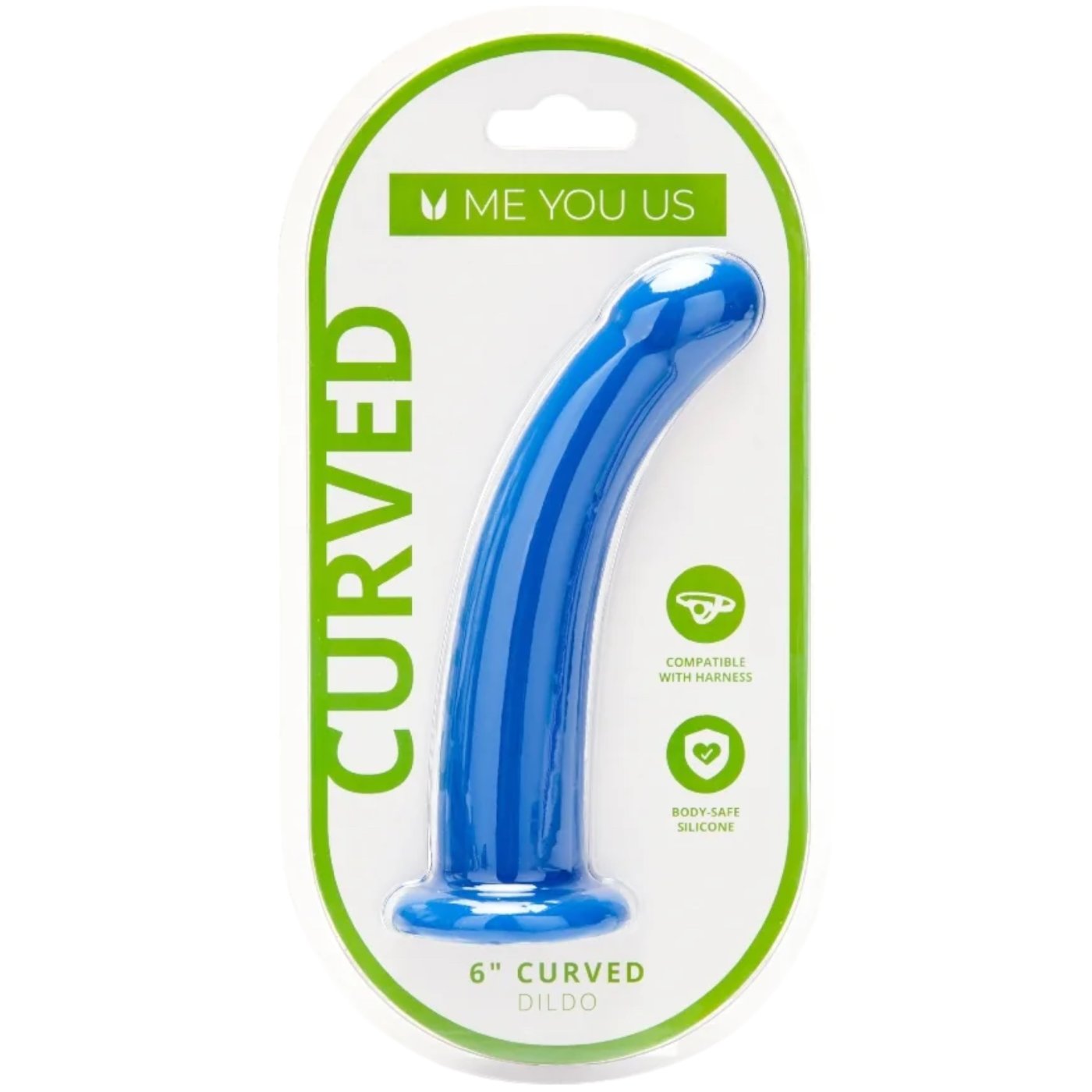Me You Us Curved Dildo Blue 6 Inch