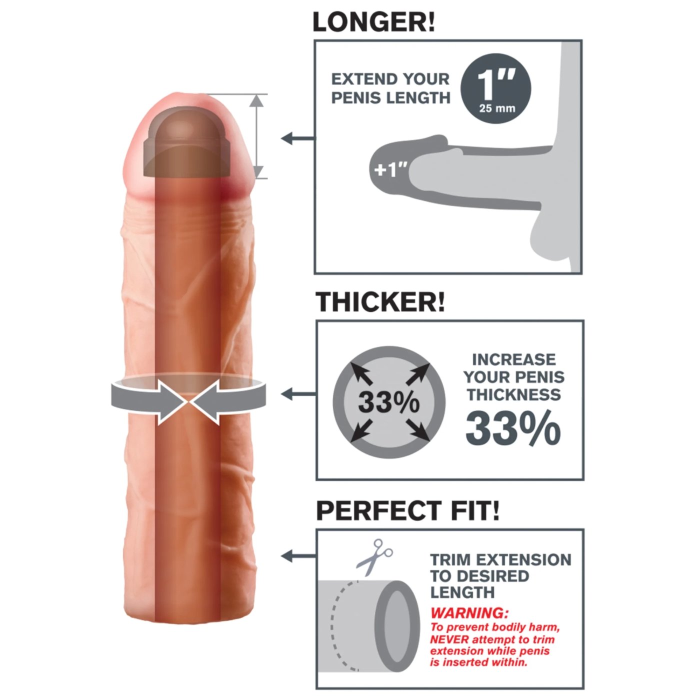 Fantasy X-Tensions Perfect 1 Inch Penis Extension