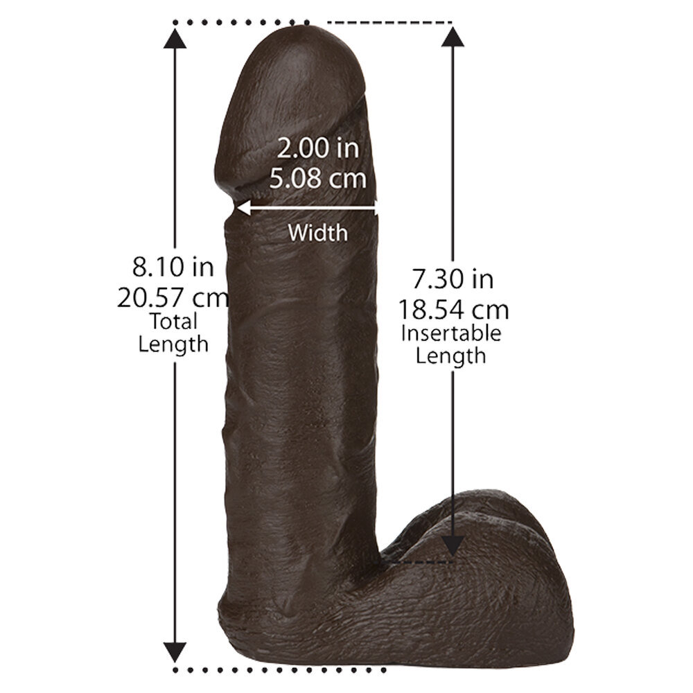 Vac-U-Lock Firmskyn Chocolate Realistic Cock and Balls 8 Inch