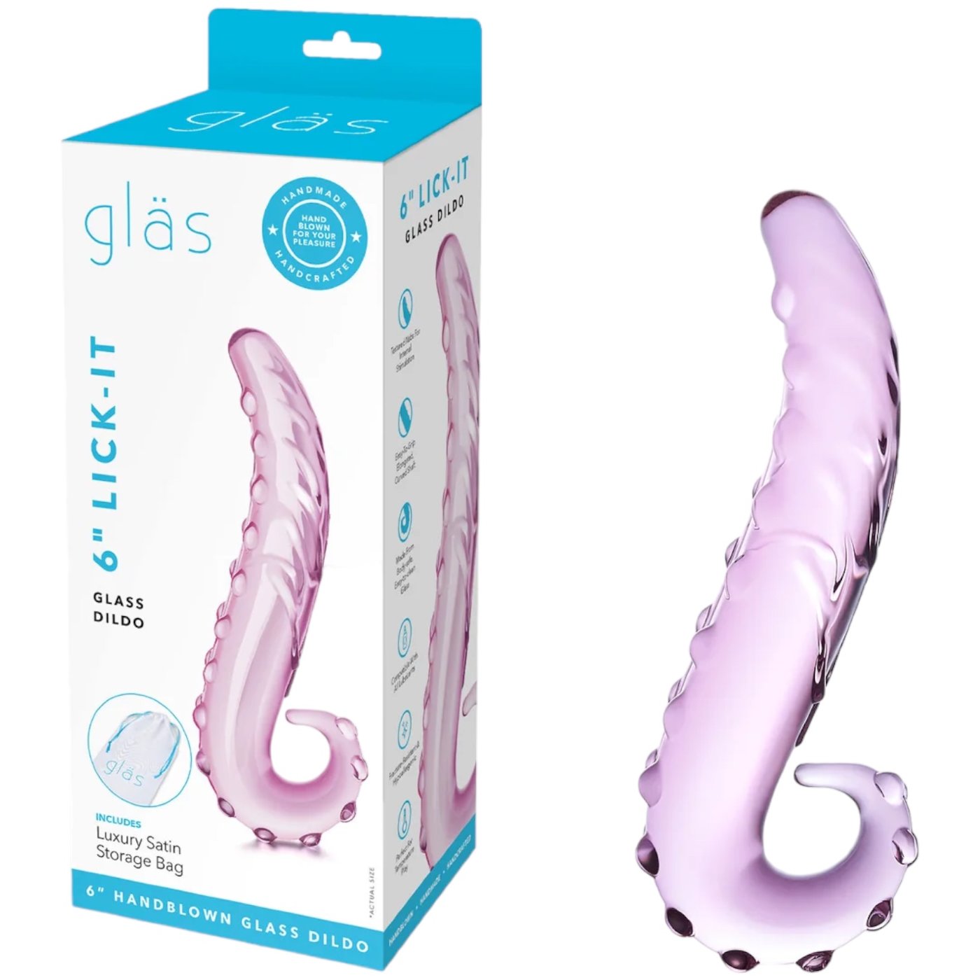 Glas Lick-it Tentacle Textured Glass Dildo 6 Inch