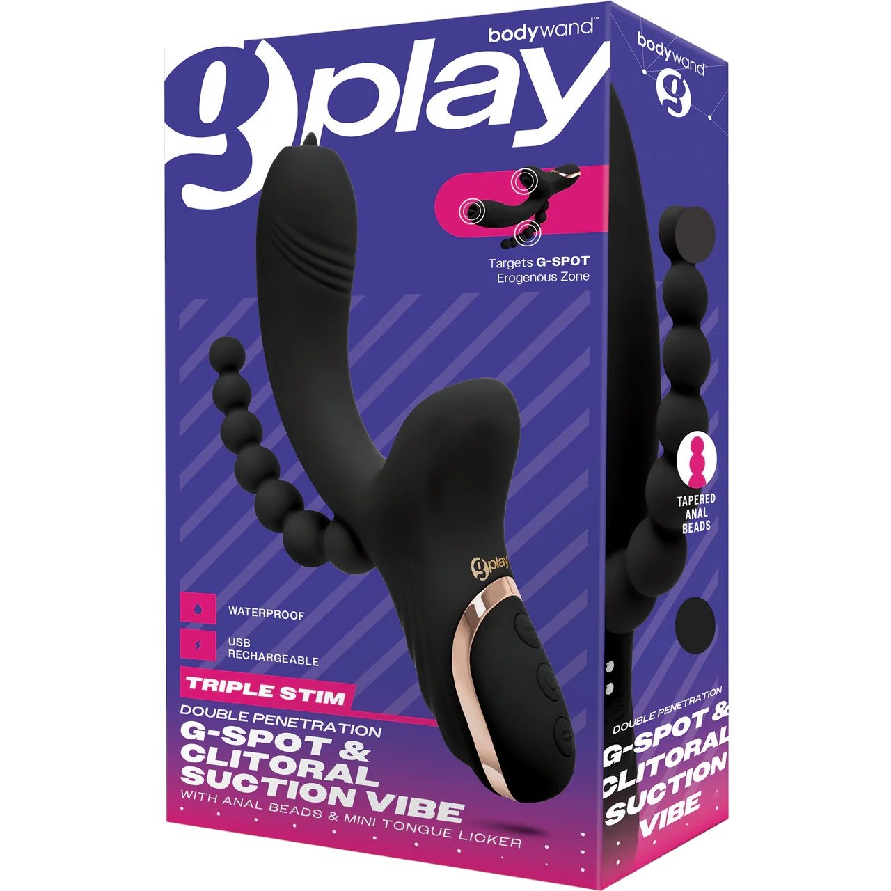 G-Play Triple Stim G-Spot and Clitoral Suction Vibe With Anal Beads