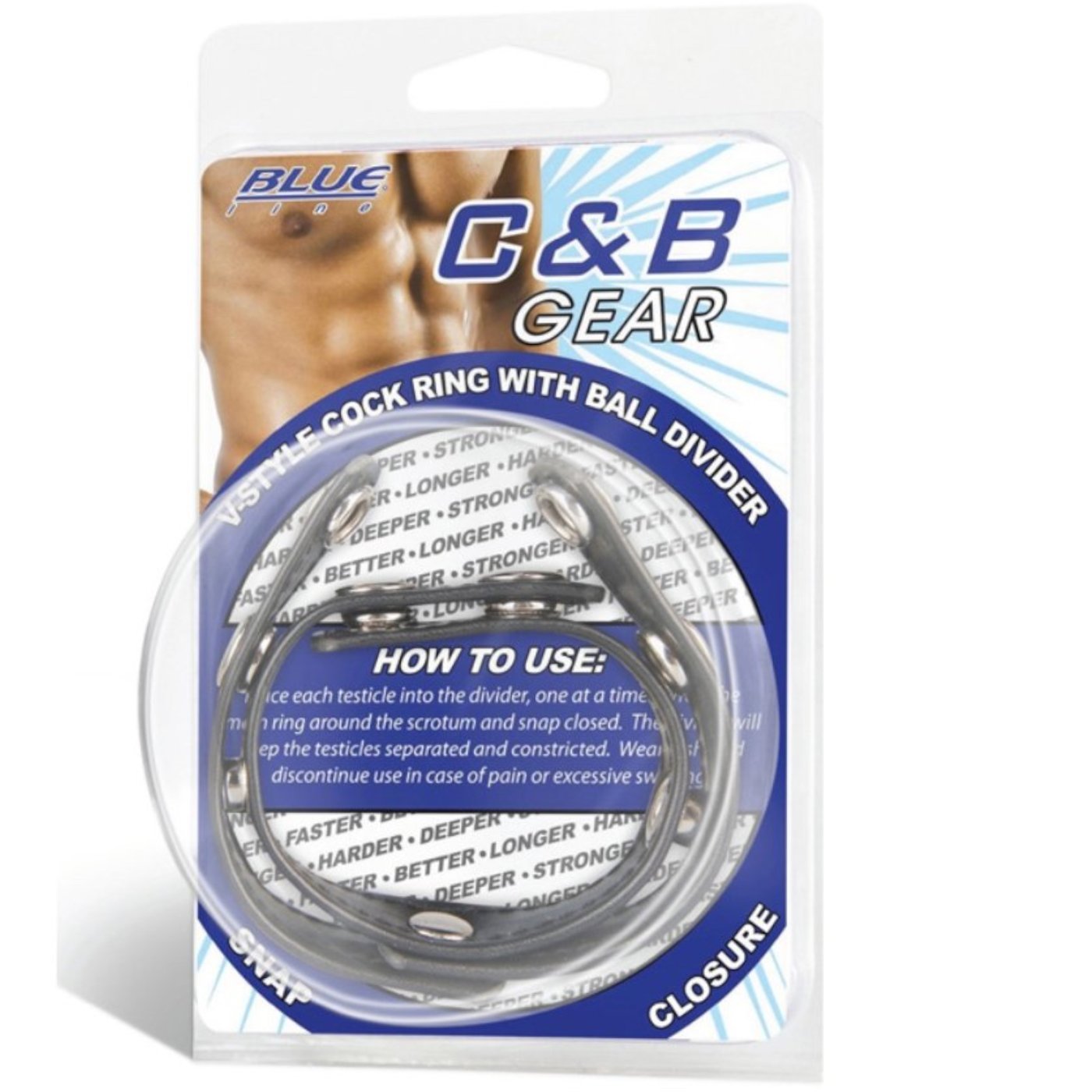 Blue Line V-Style Cock Ring with Ball Divider