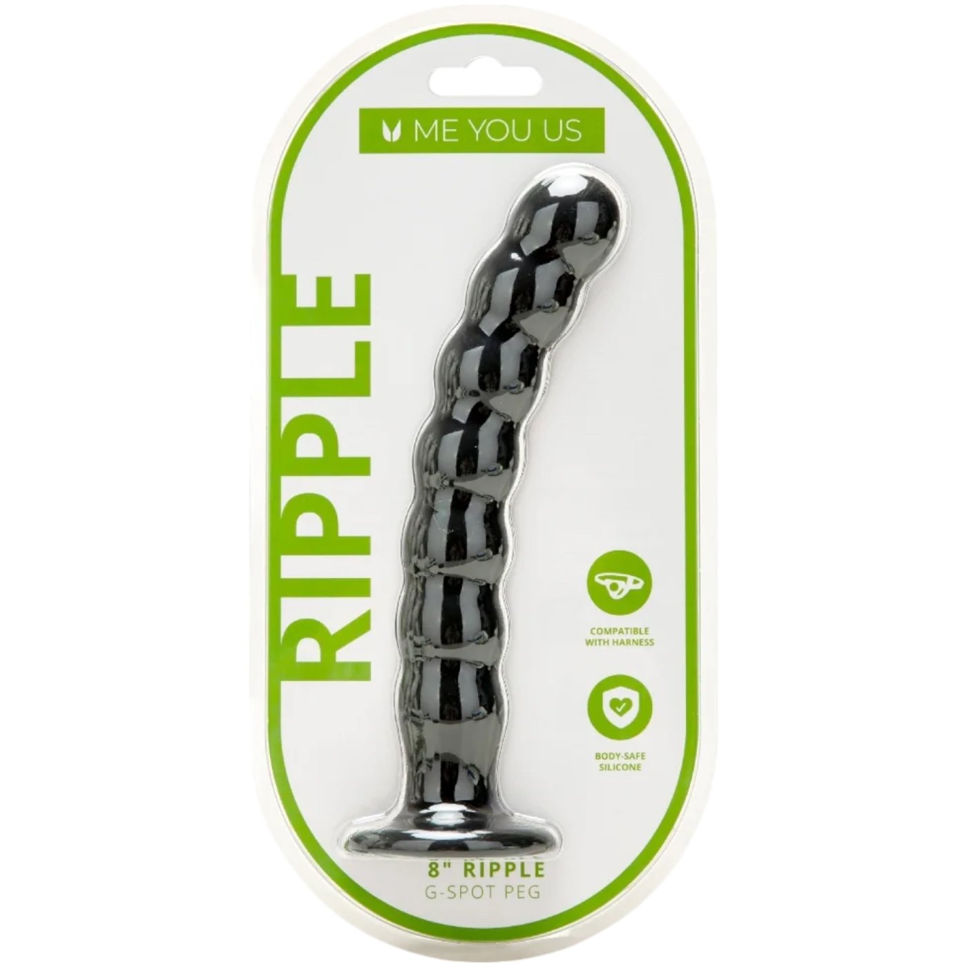 Me You Us Ripple G-Spot Dildo Black 8 Inch