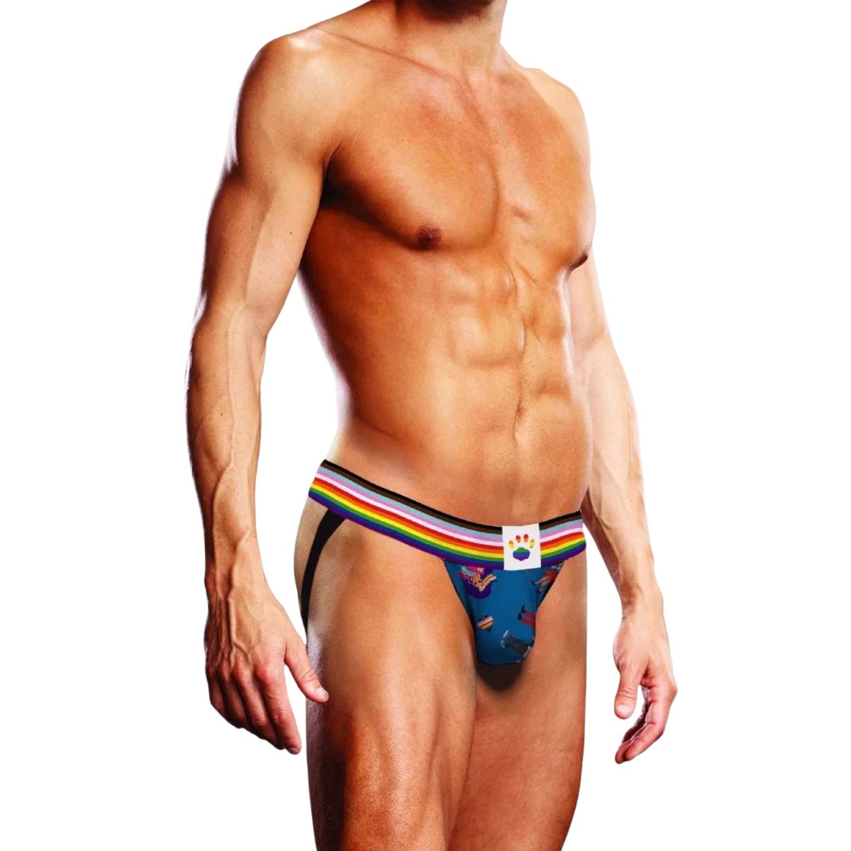 Prowler Pixel Art Gay Pride Collection Jockstrap Blue Rainbow, XS