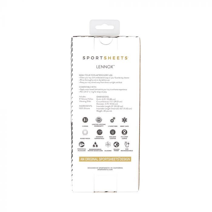 Sportsheets Lennox Hollow Vibrating Silicone Dildo 8 Inch