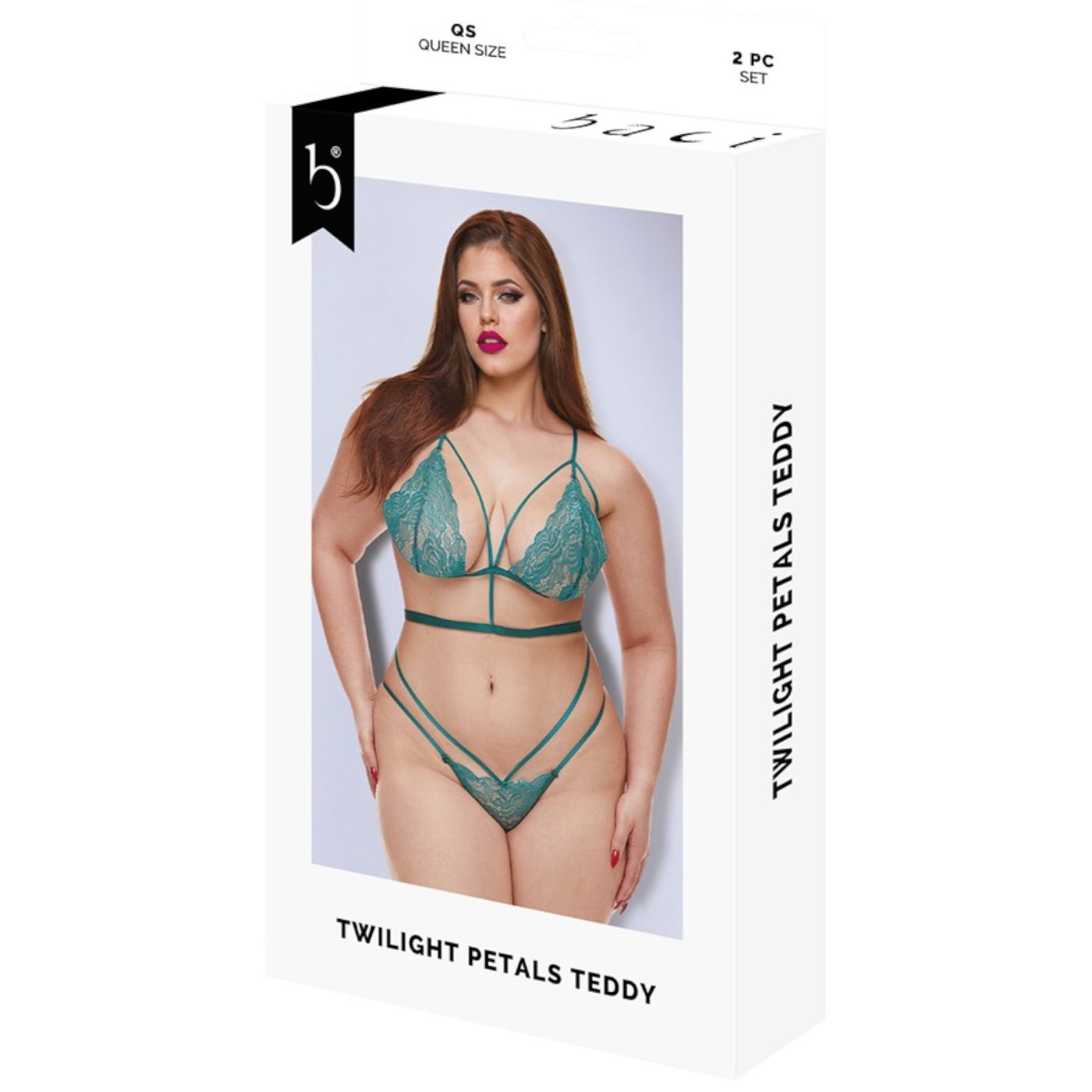 Baci Twilight Petals Green Lace Bra And Thong Set Queen