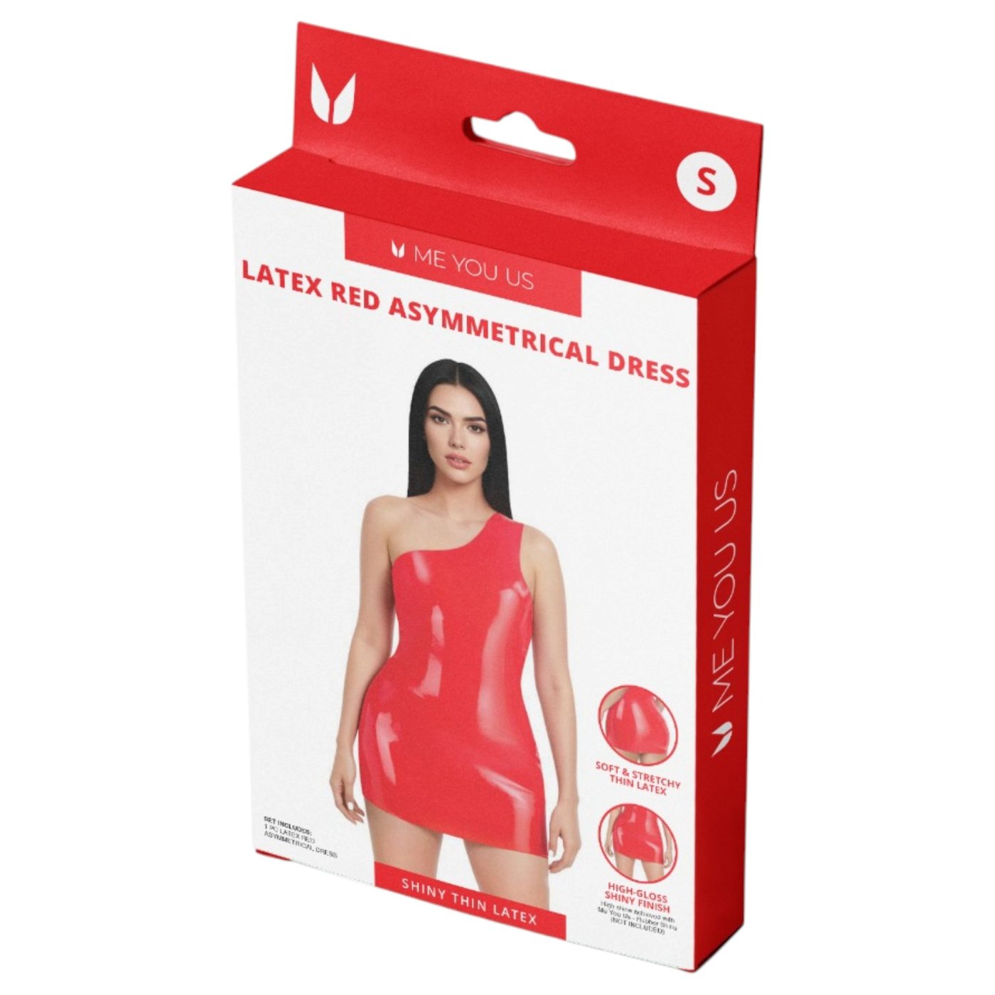 Me You Us Red Latex Asymmetric Mini Dress