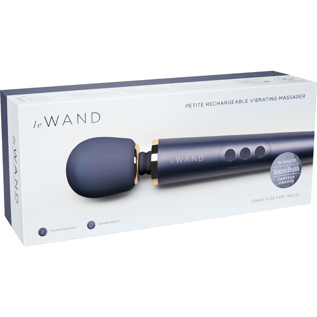 Le Wand Petite Mini Rechargeable Massage Wand Vibrator Navy
