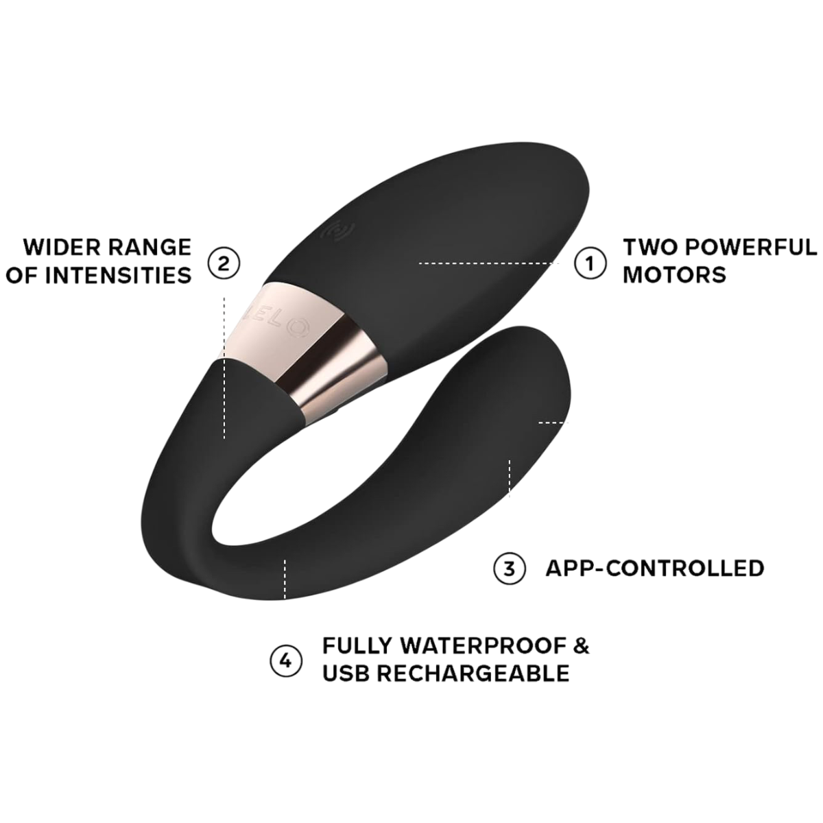 LELO Tiani Harmony App-Controlled Rechargeable Couples Vibrator Black