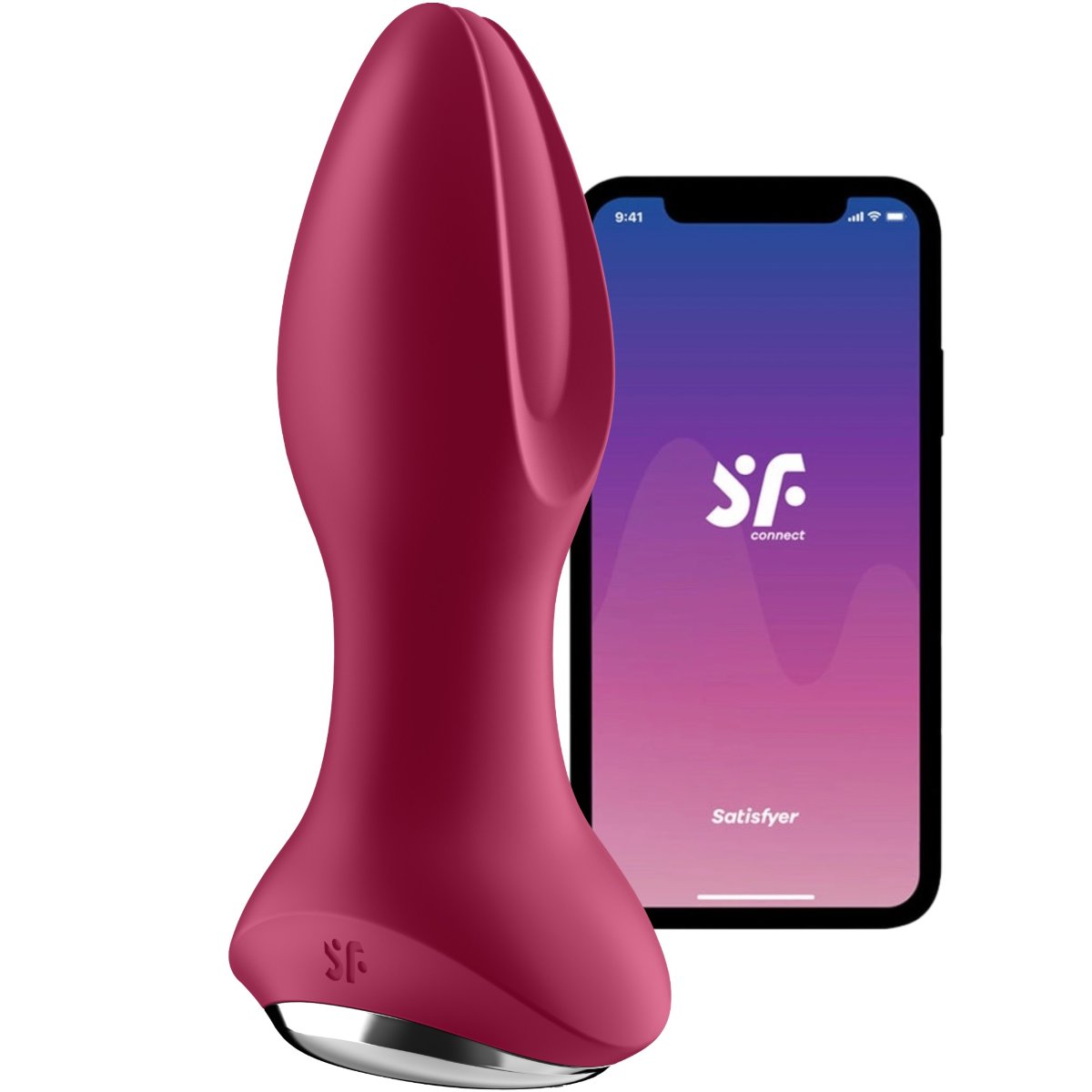 Satisfyer Rotator Plug 2+ App Controlled Rotating Vibrating Butt Plug, Red