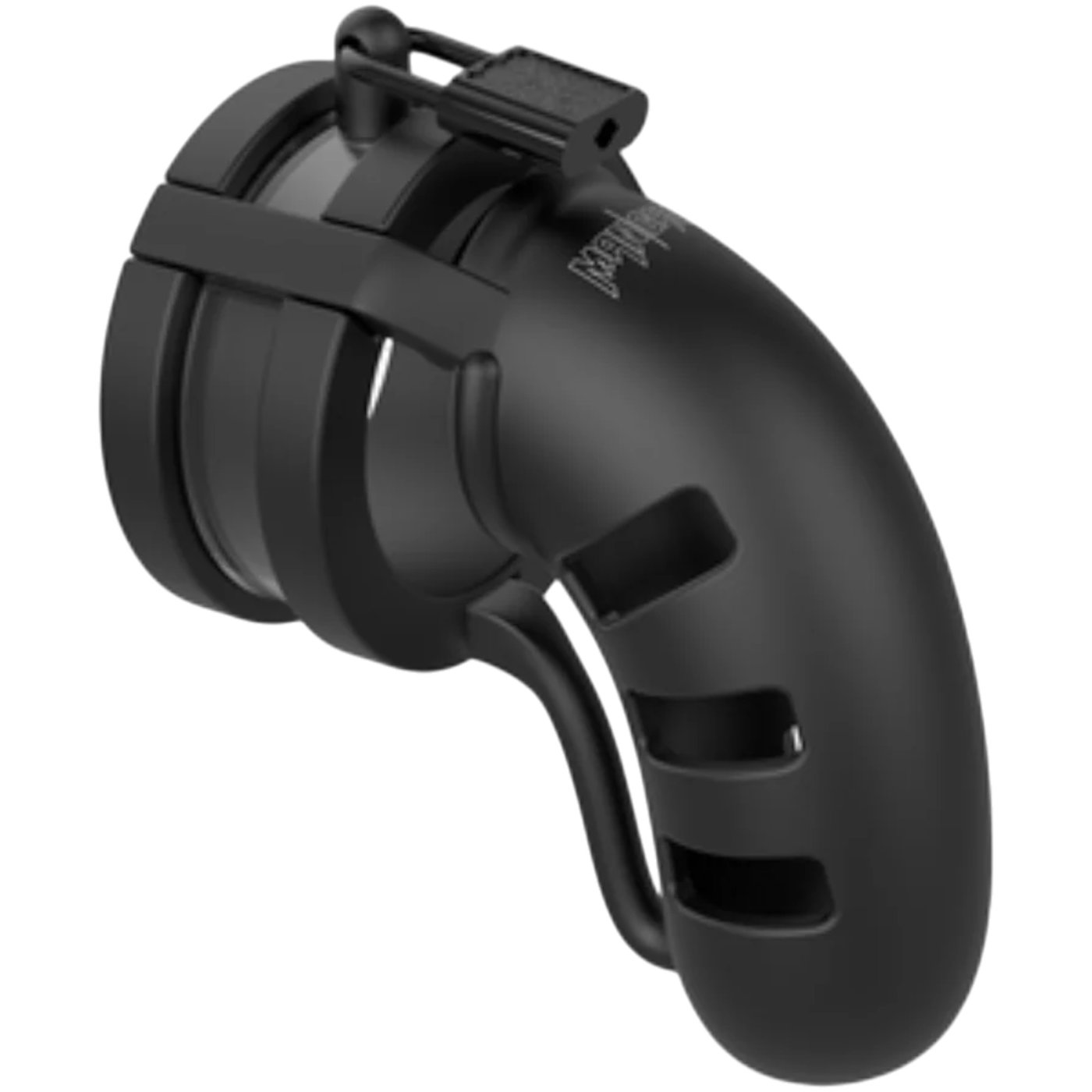 Man Cage Model 19 Black Chastity Cage with Ball Splitter 4.5 Inch