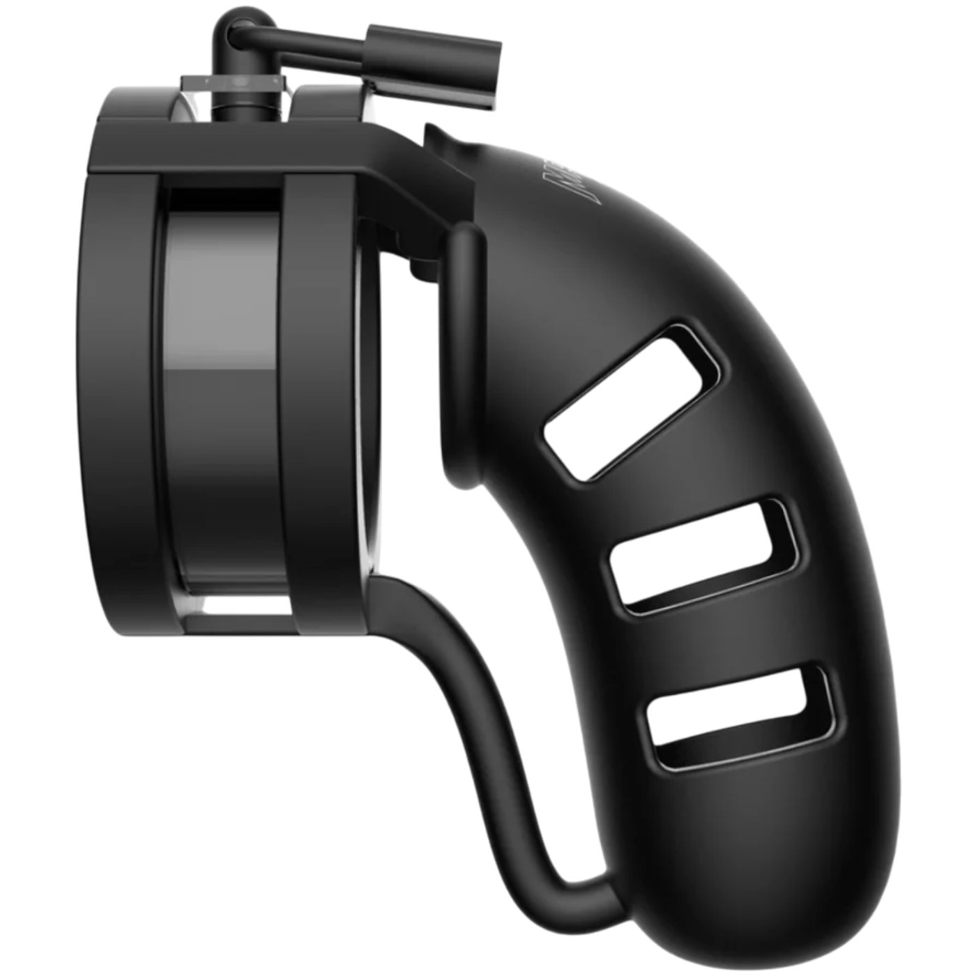 Man Cage Model 19 Black Chastity Cage with Ball Splitter 4.5 Inch