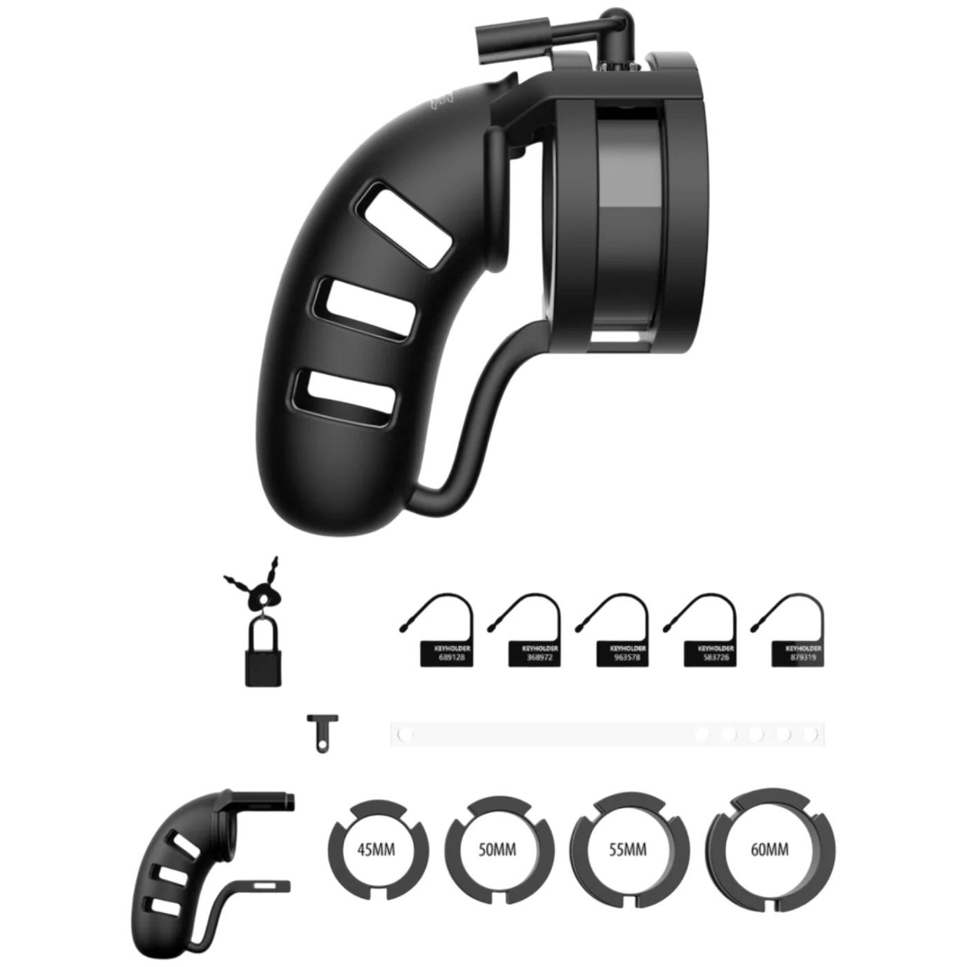 Man Cage Model 19 Black Chastity Cage with Ball Splitter 4.5 Inch