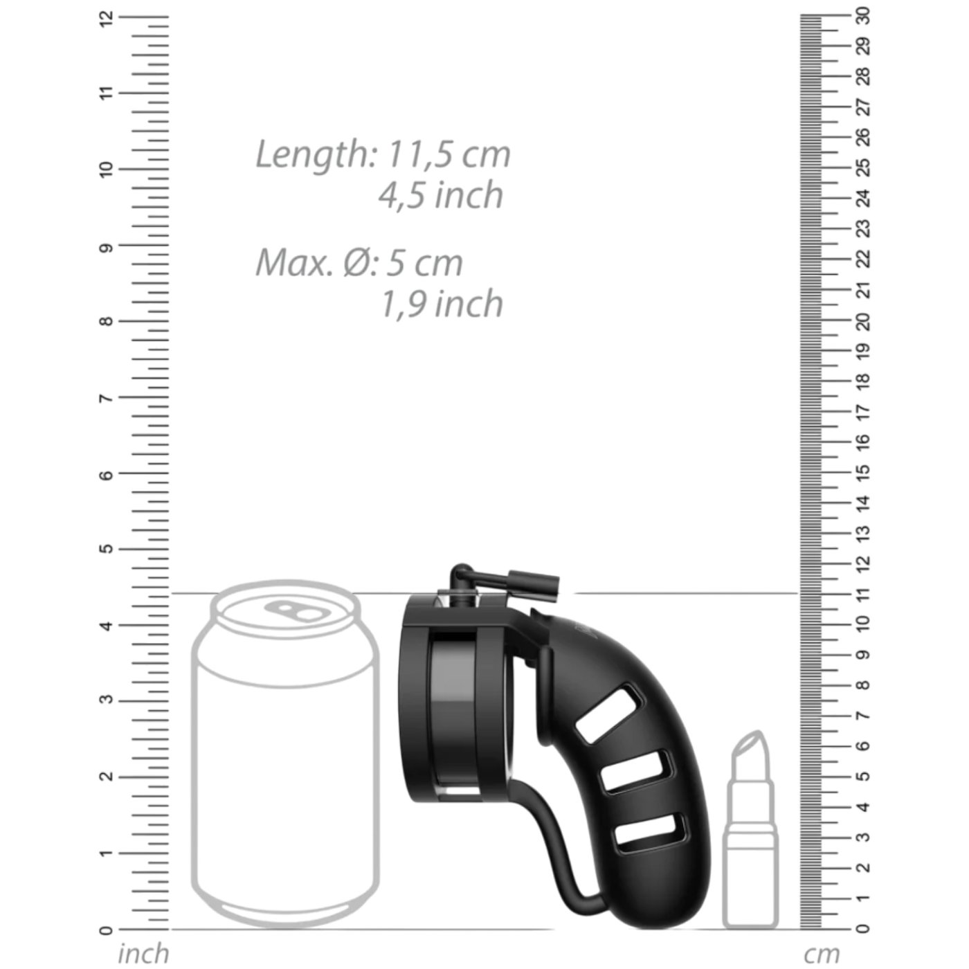 Man Cage Model 19 Black Chastity Cage with Ball Splitter 4.5 Inch